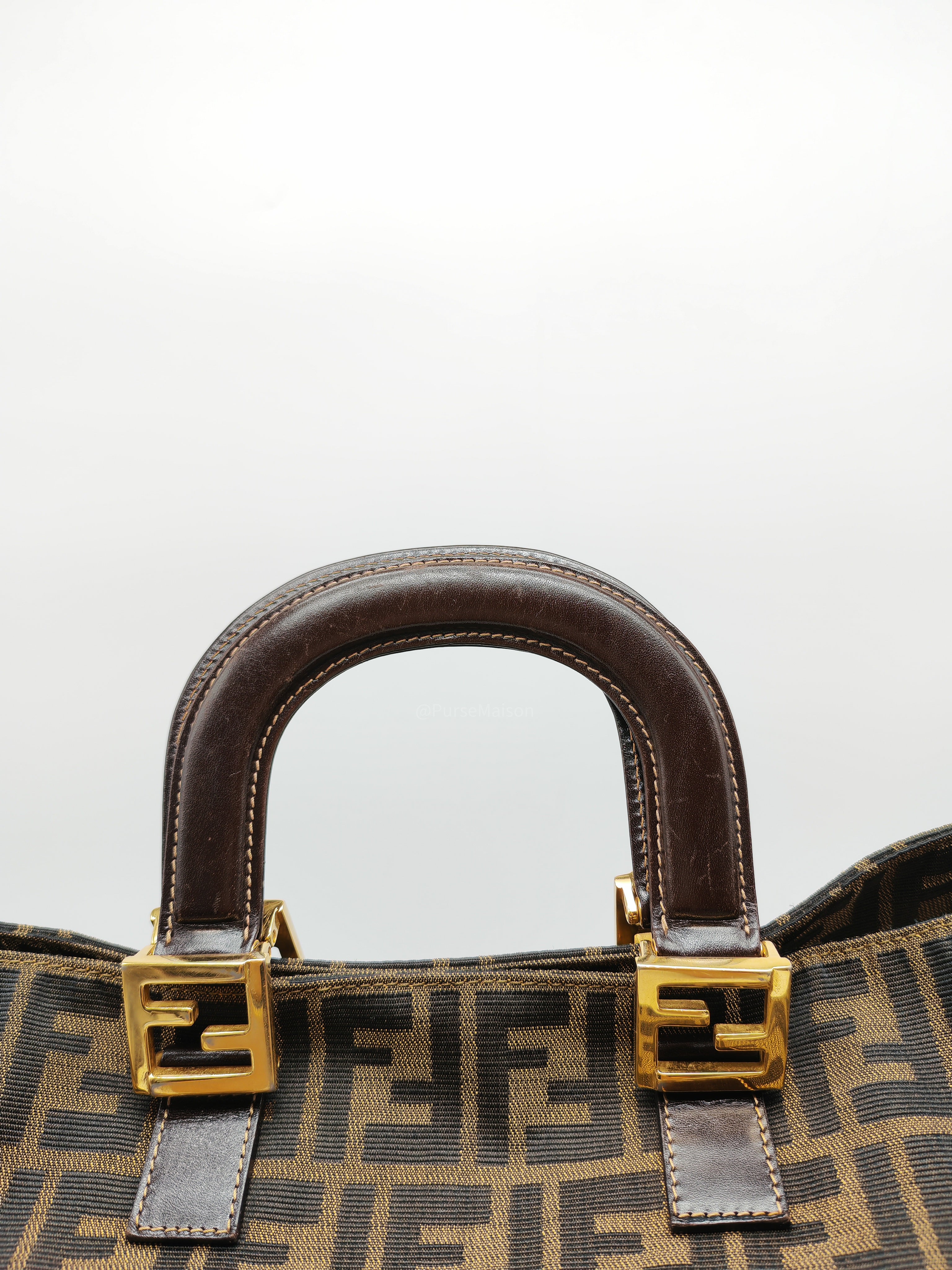 Fendi Twins Tote Bag Large in Zucca FF Monogram Canvas and Gold Hardware