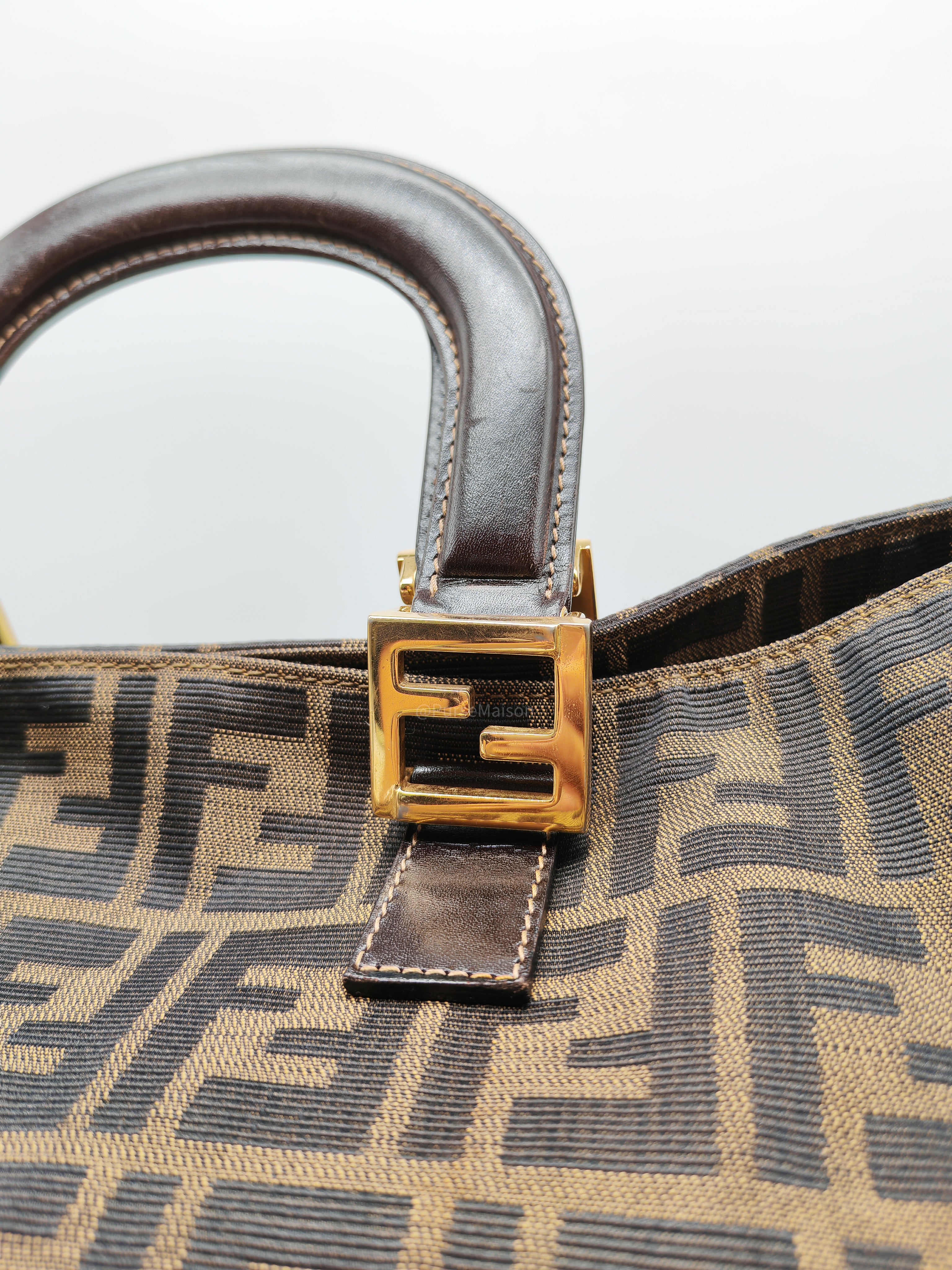 Fendi Twins Tote Bag Large in Zucca FF Monogram Canvas and Gold Hardware