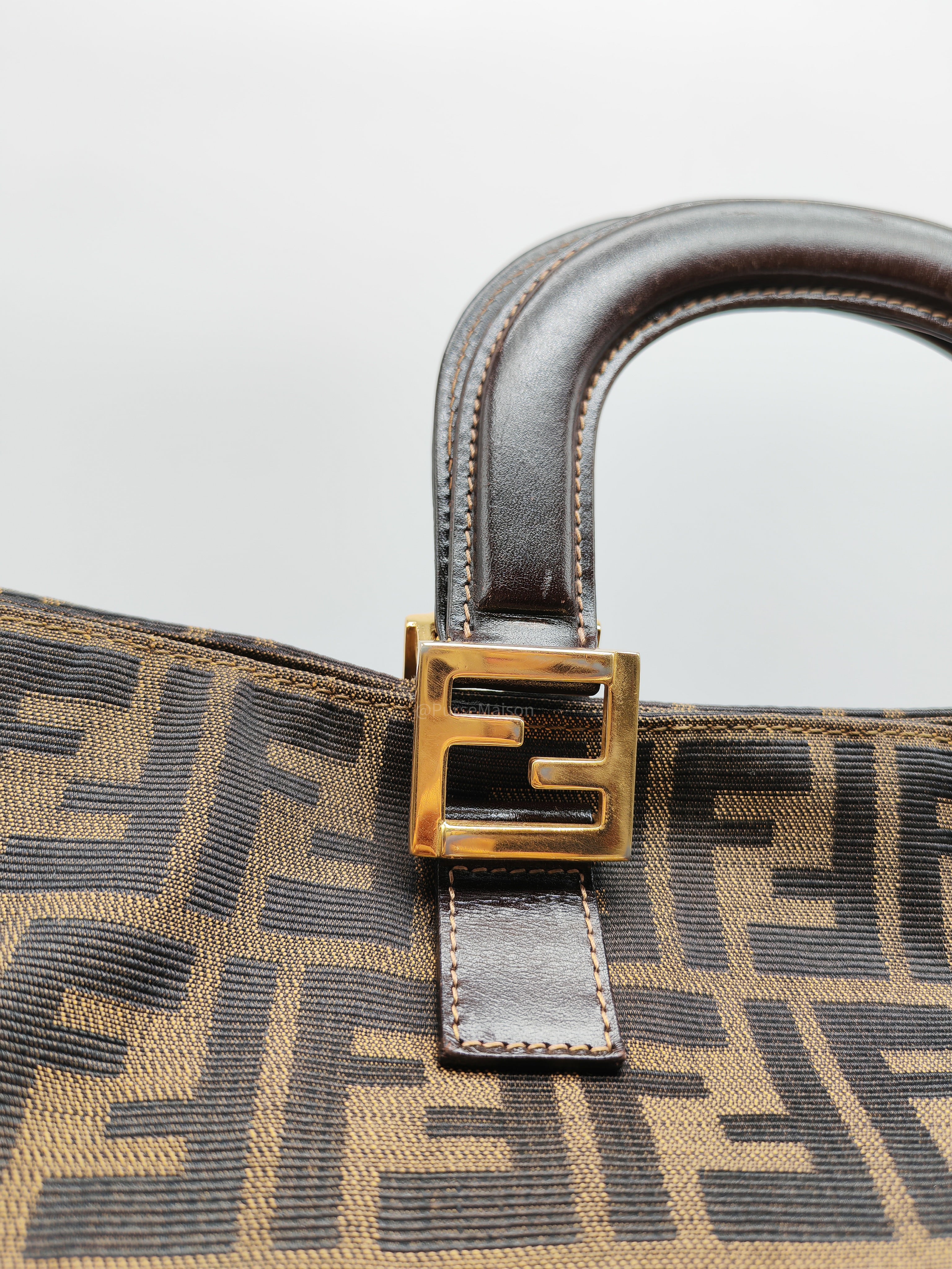 Fendi Twins Tote Bag Large in Zucca FF Monogram Canvas and Gold Hardware