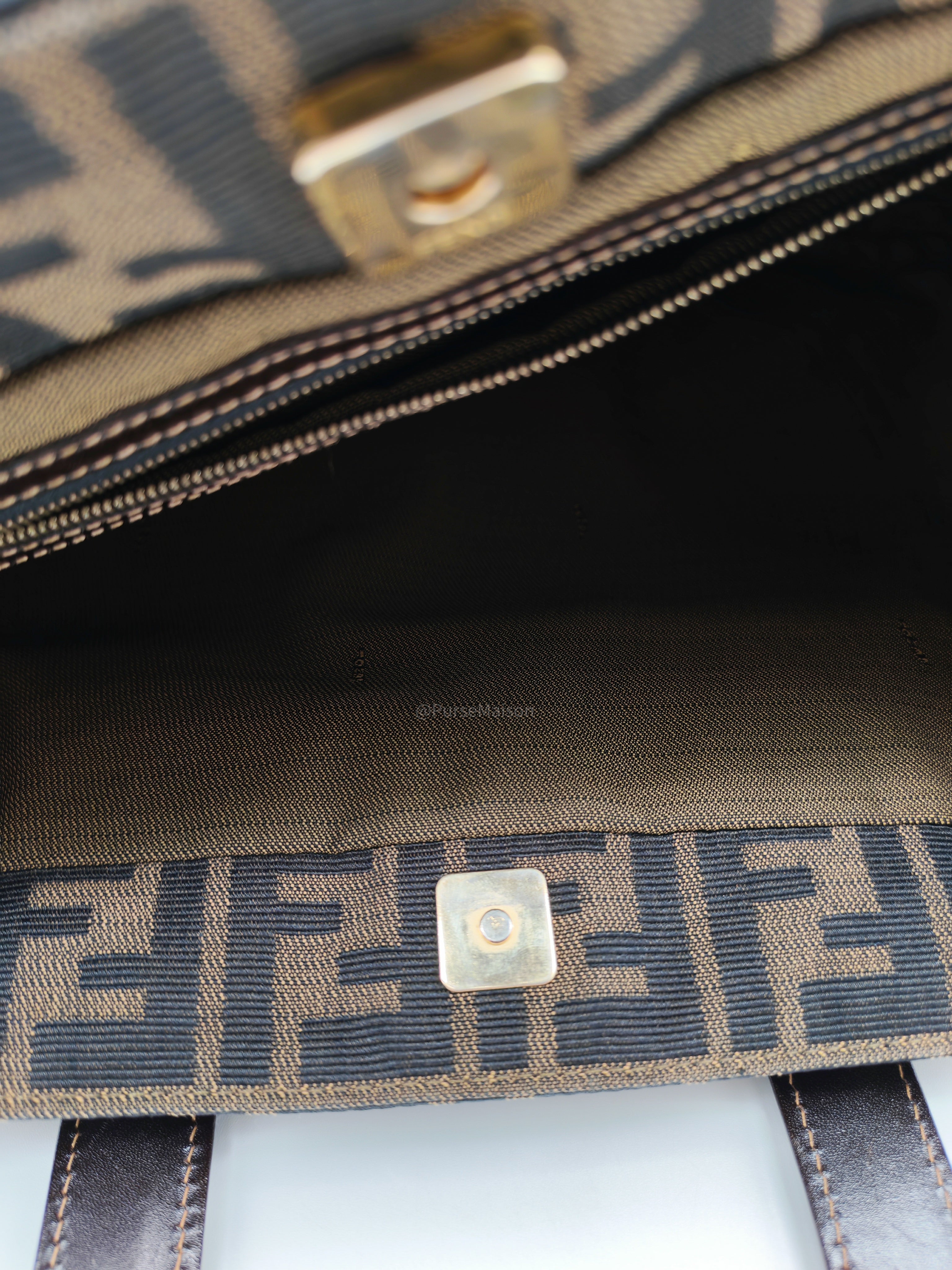 Fendi Twins Tote Bag Large in Zucca FF Monogram Canvas and Gold Hardware