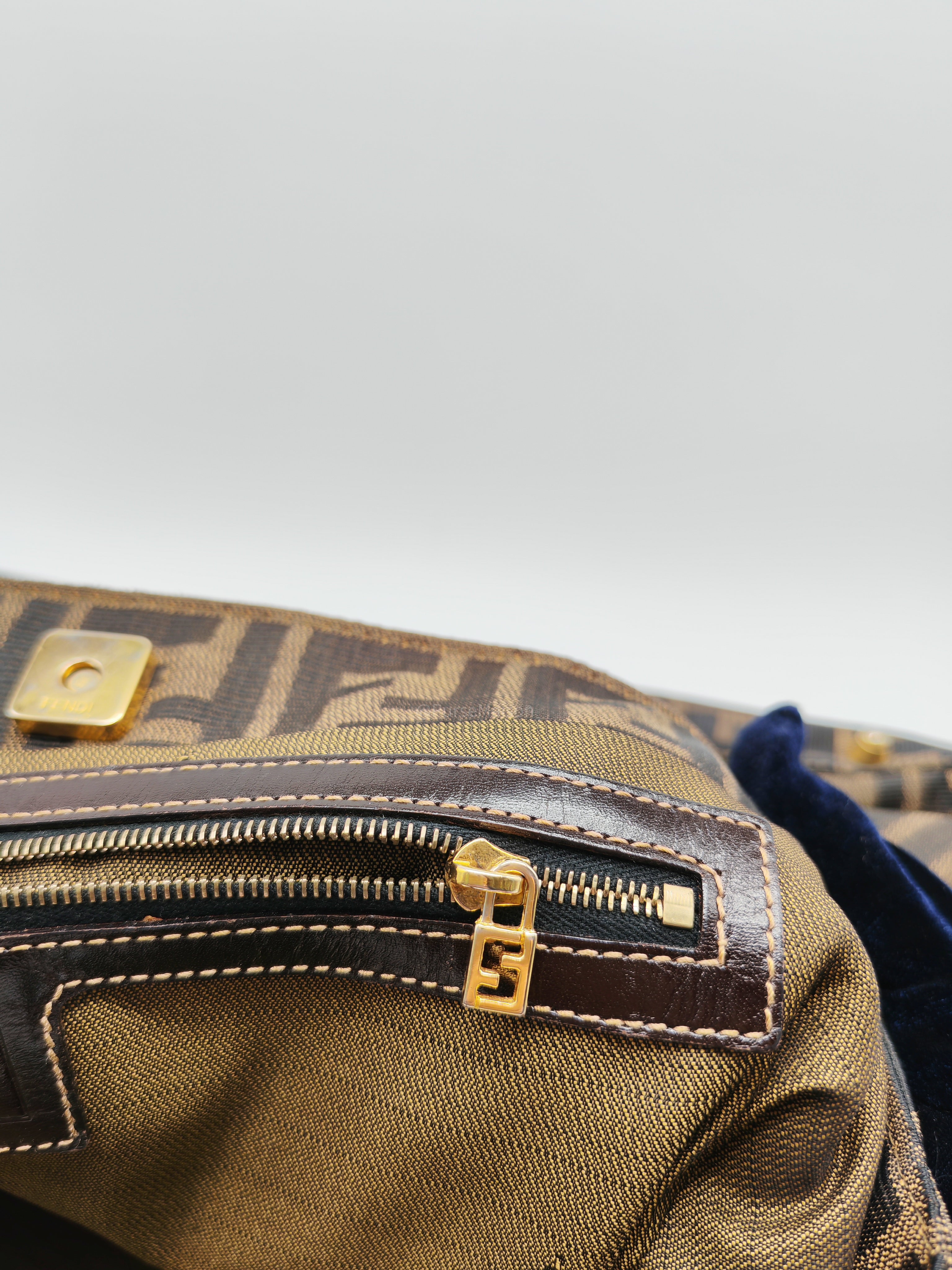 Fendi Twins Tote Bag Large in Zucca FF Monogram Canvas and Gold Hardware