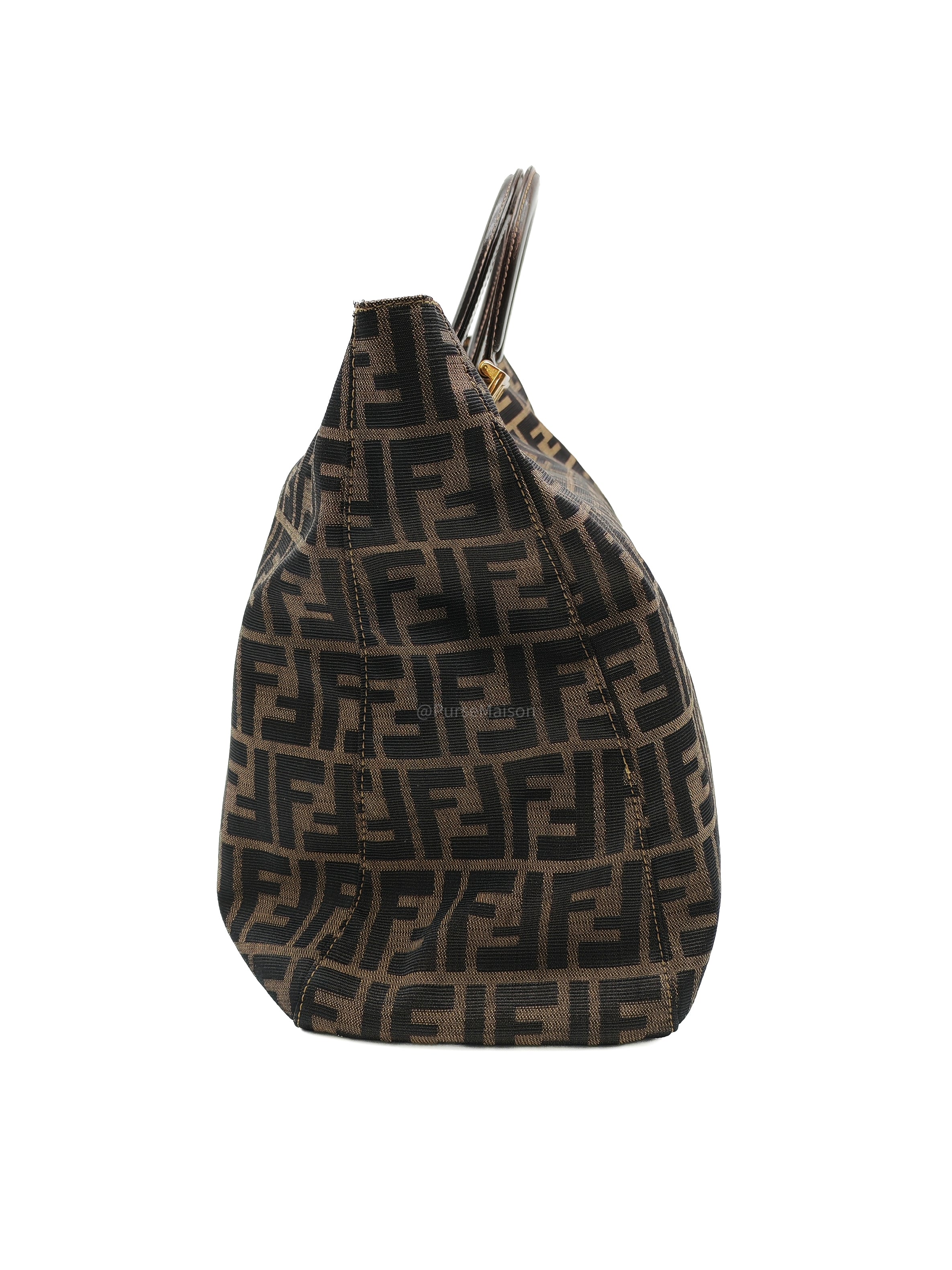 Fendi Twins Tote Bag Large in Zucca FF Monogram Canvas and Gold Hardware