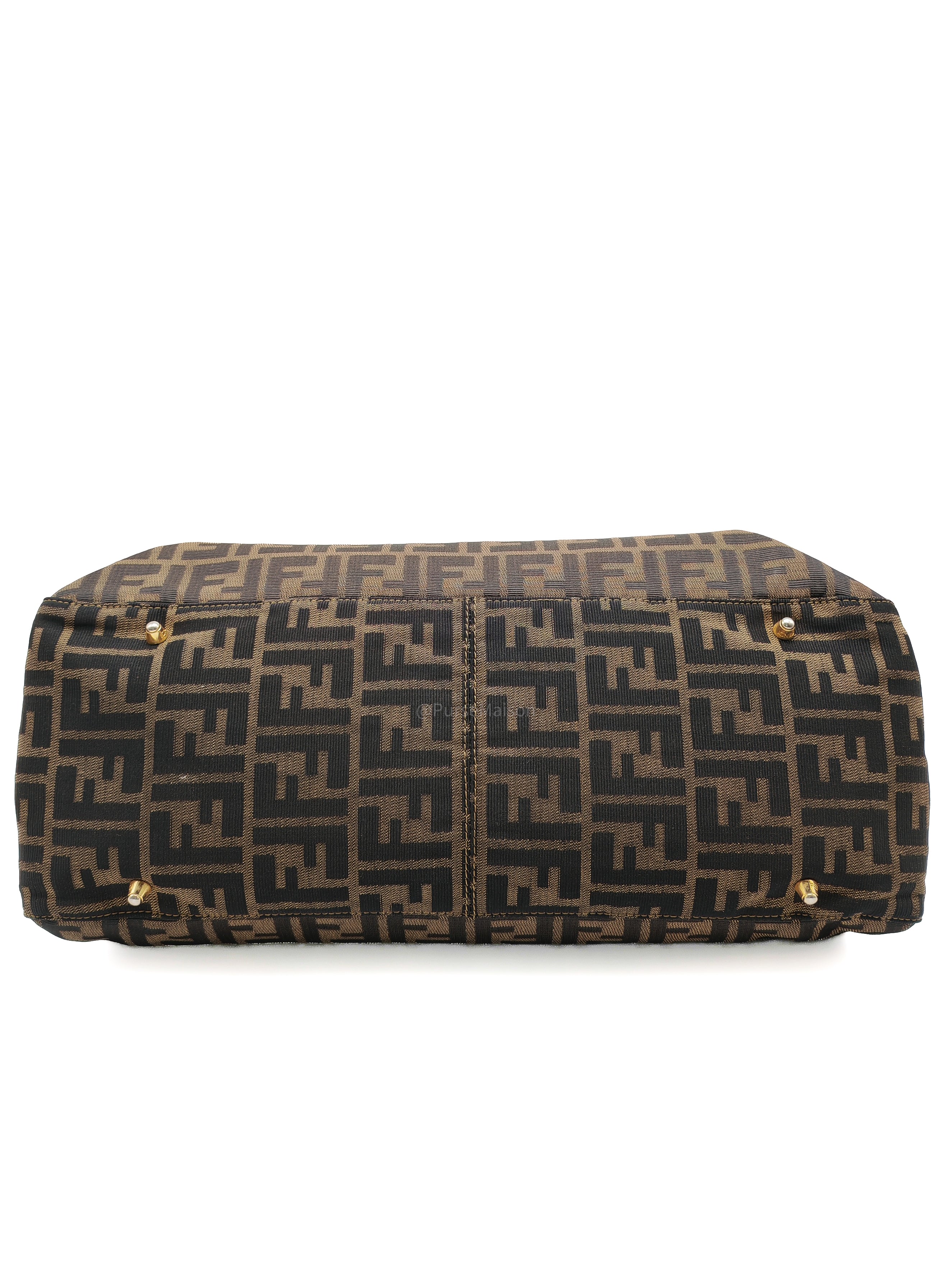Fendi Twins Tote Bag Large in Zucca FF Monogram Canvas and Gold Hardware