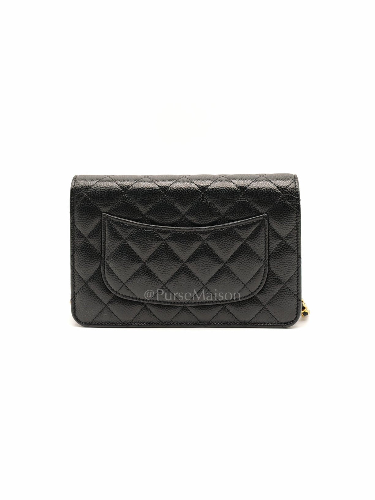 Chanel Classic Wallet on Chain in Black Quilted Caviar Leather and Gold Hardware Microchip