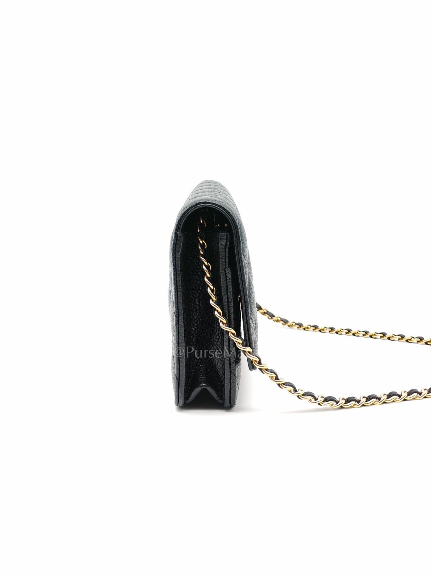 Chanel Classic Wallet on Chain in Black Quilted Caviar Leather and Gold Hardware Microchip