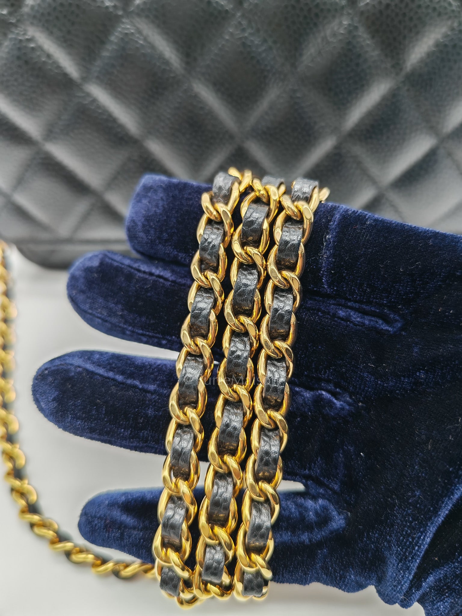 Chanel Classic Wallet on Chain in Black Quilted Caviar Leather and Gold Hardware Microchip