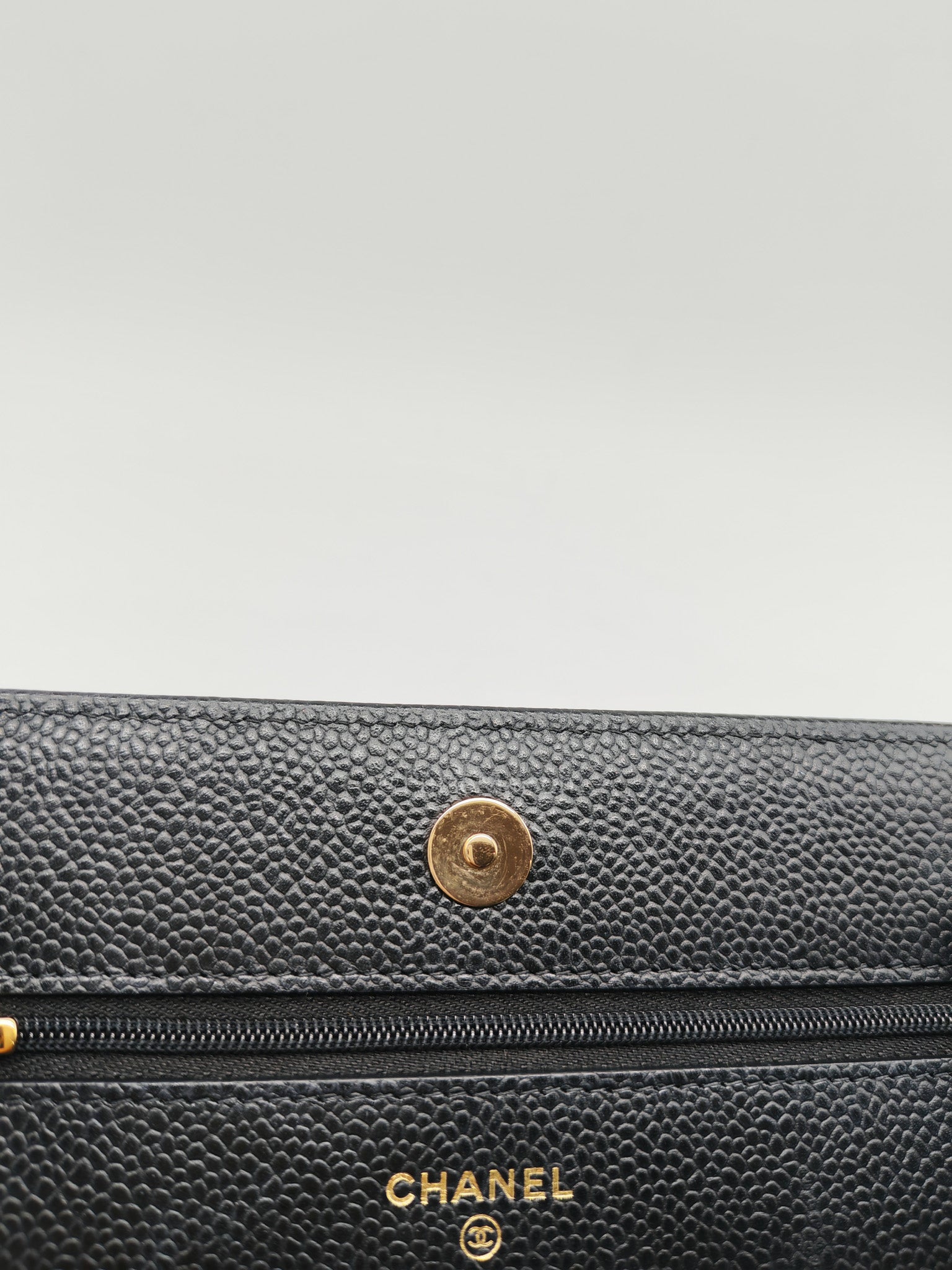 Chanel Classic Wallet on Chain in Black Quilted Caviar Leather and Gold Hardware Microchip