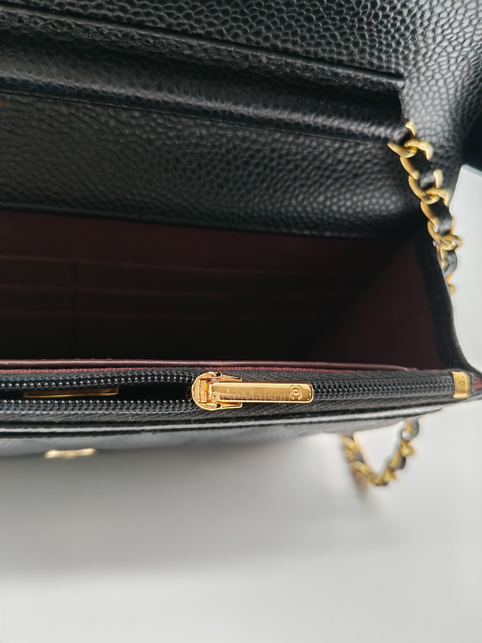 Chanel Classic Wallet on Chain in Black Quilted Caviar Leather and Gold Hardware Microchip
