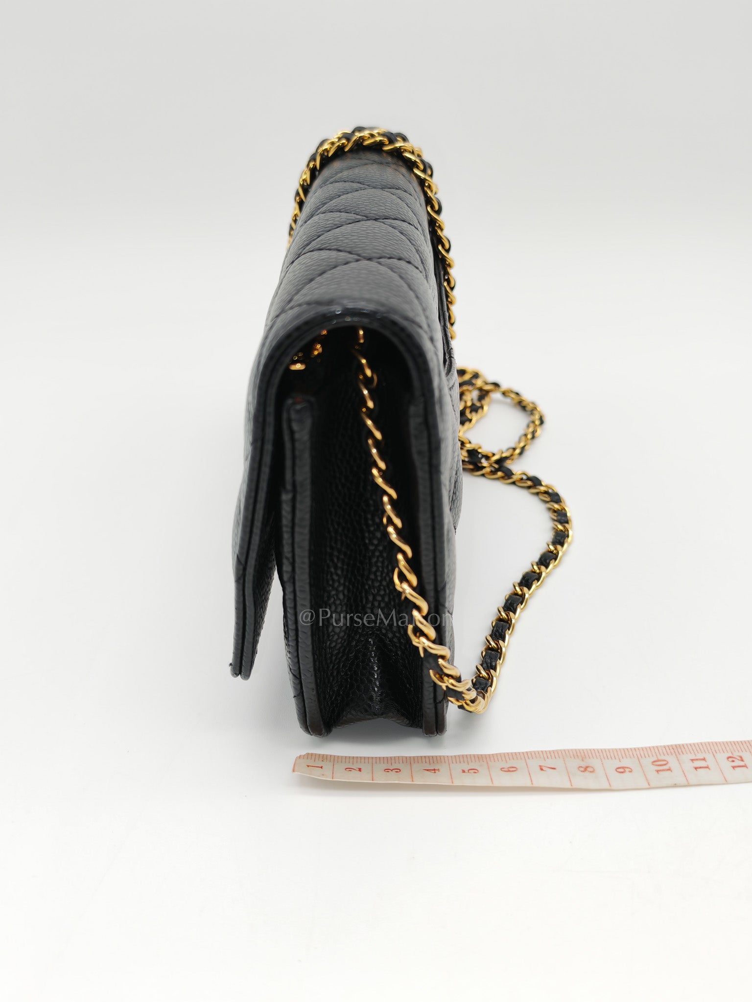 Chanel Classic Wallet on Chain in Black Quilted Caviar Leather and Gold Hardware Microchip