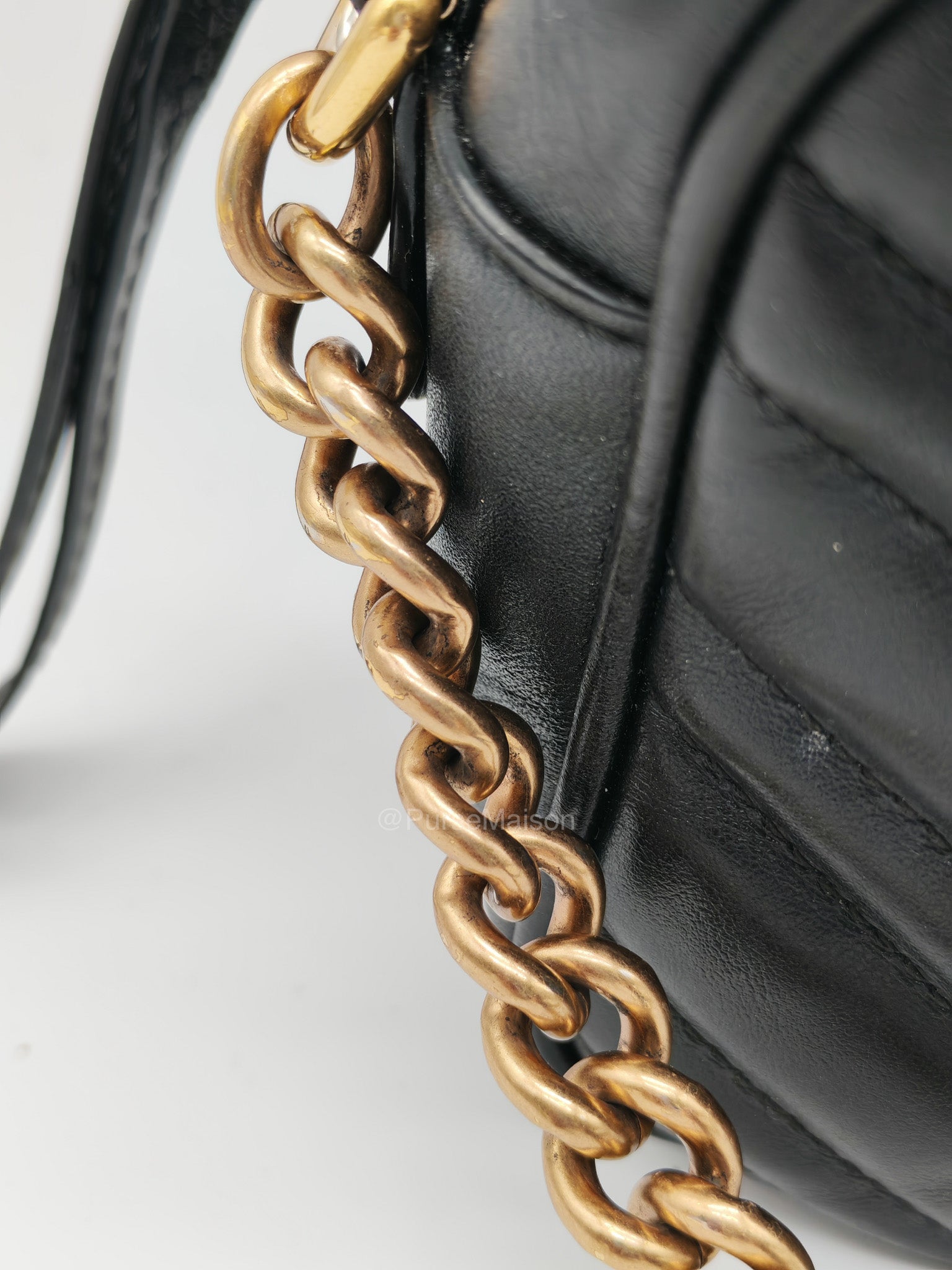 Gucci GG Small Camera Bag in Black Cheveron Quilted Matelasse Leather and Gold Hardware