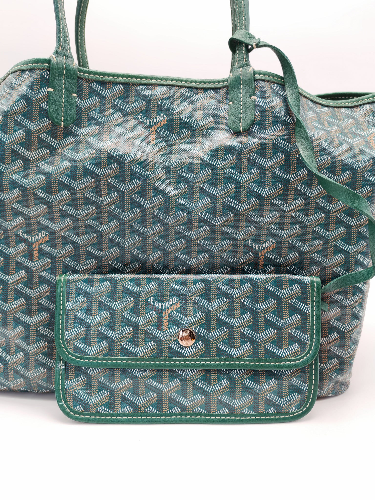 Goyard Saint Louis PM Tote Bag in Green Goyardine Canvas