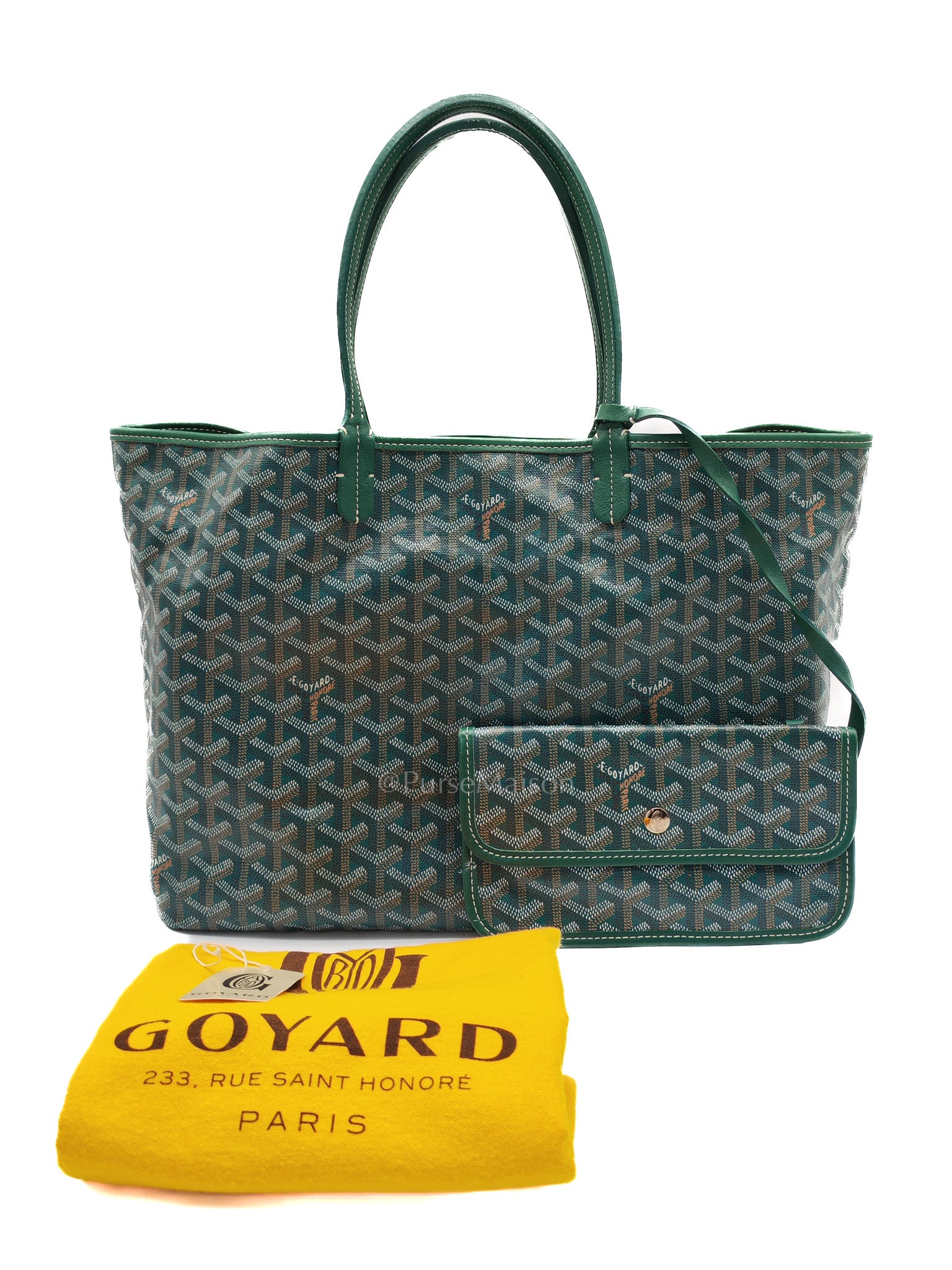 Goyard Saint Louis PM Tote Bag in Green Goyardine Canvas