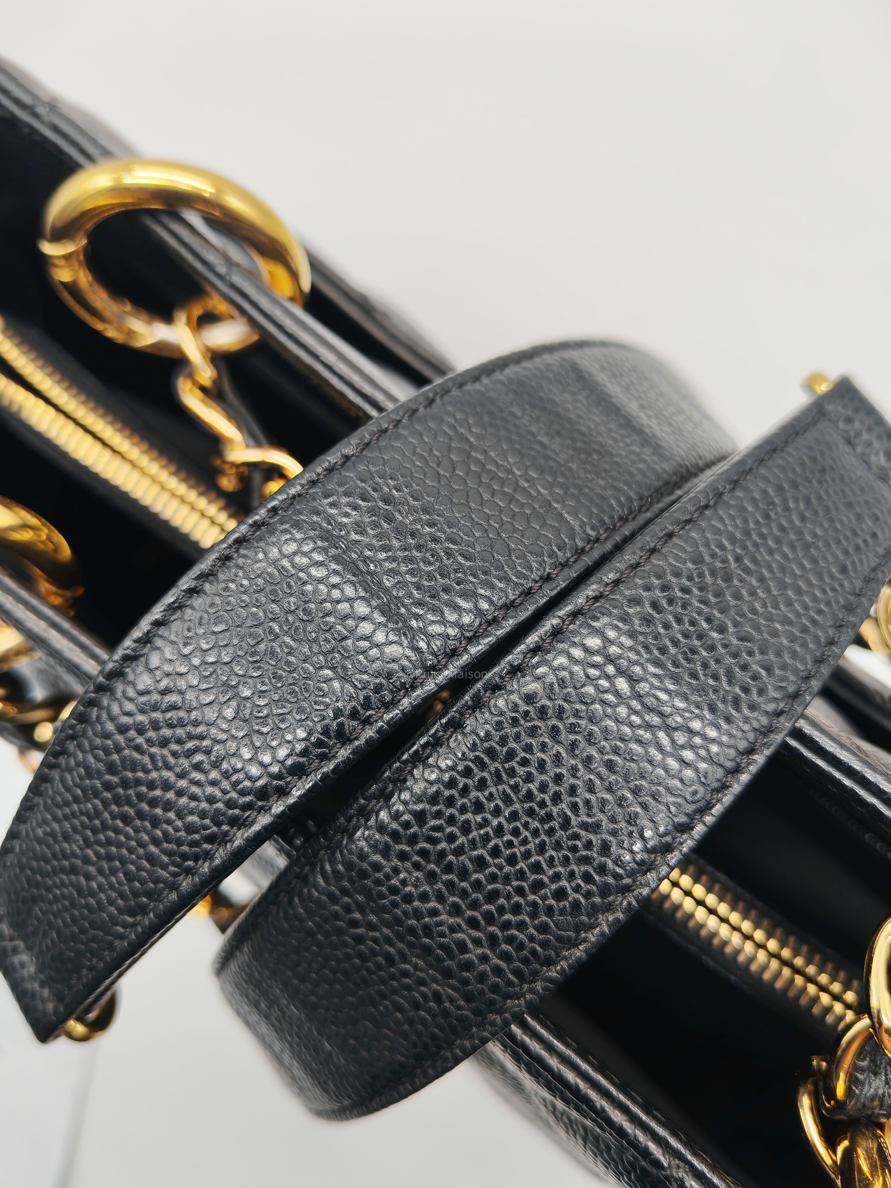 Chanel Grand Shopping Tote (GST) in Black Quilted Caviar Leather and Gold Hardware Series 15