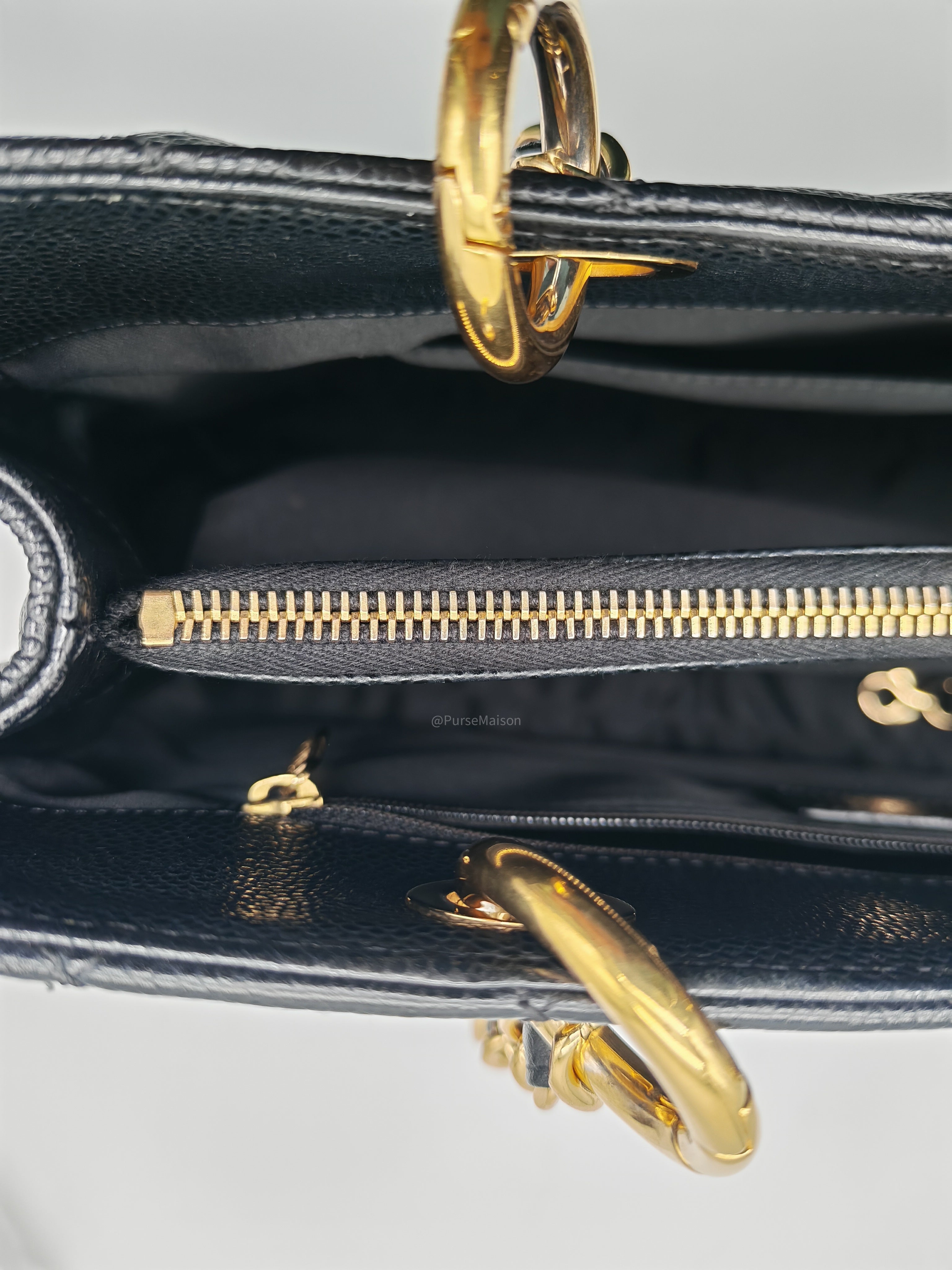 Chanel Grand Shopping Tote (GST) in Black Quilted Caviar Leather and Gold Hardware Series 15