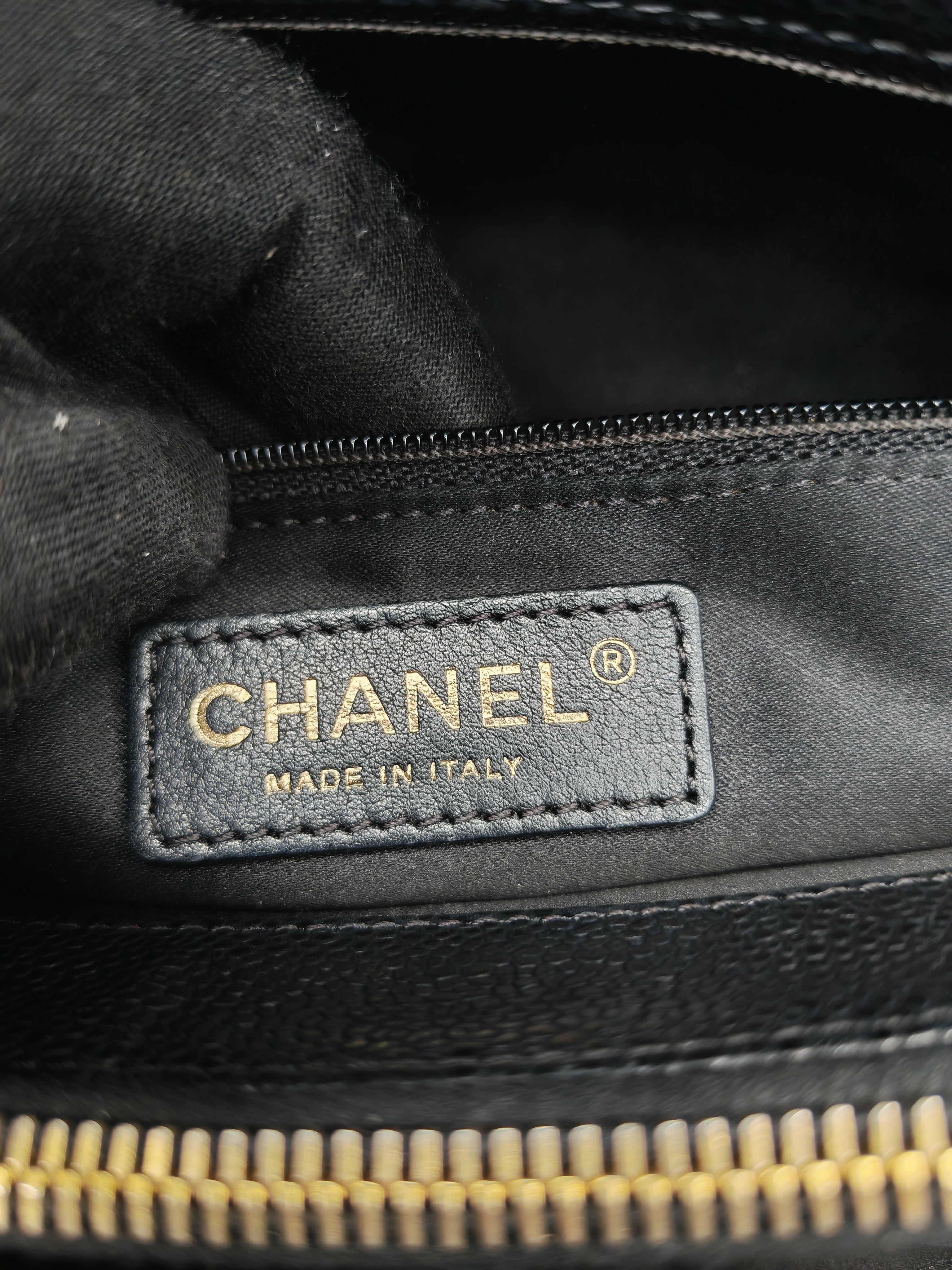 Chanel Grand Shopping Tote (GST) in Black Quilted Caviar Leather and Gold Hardware Series 15