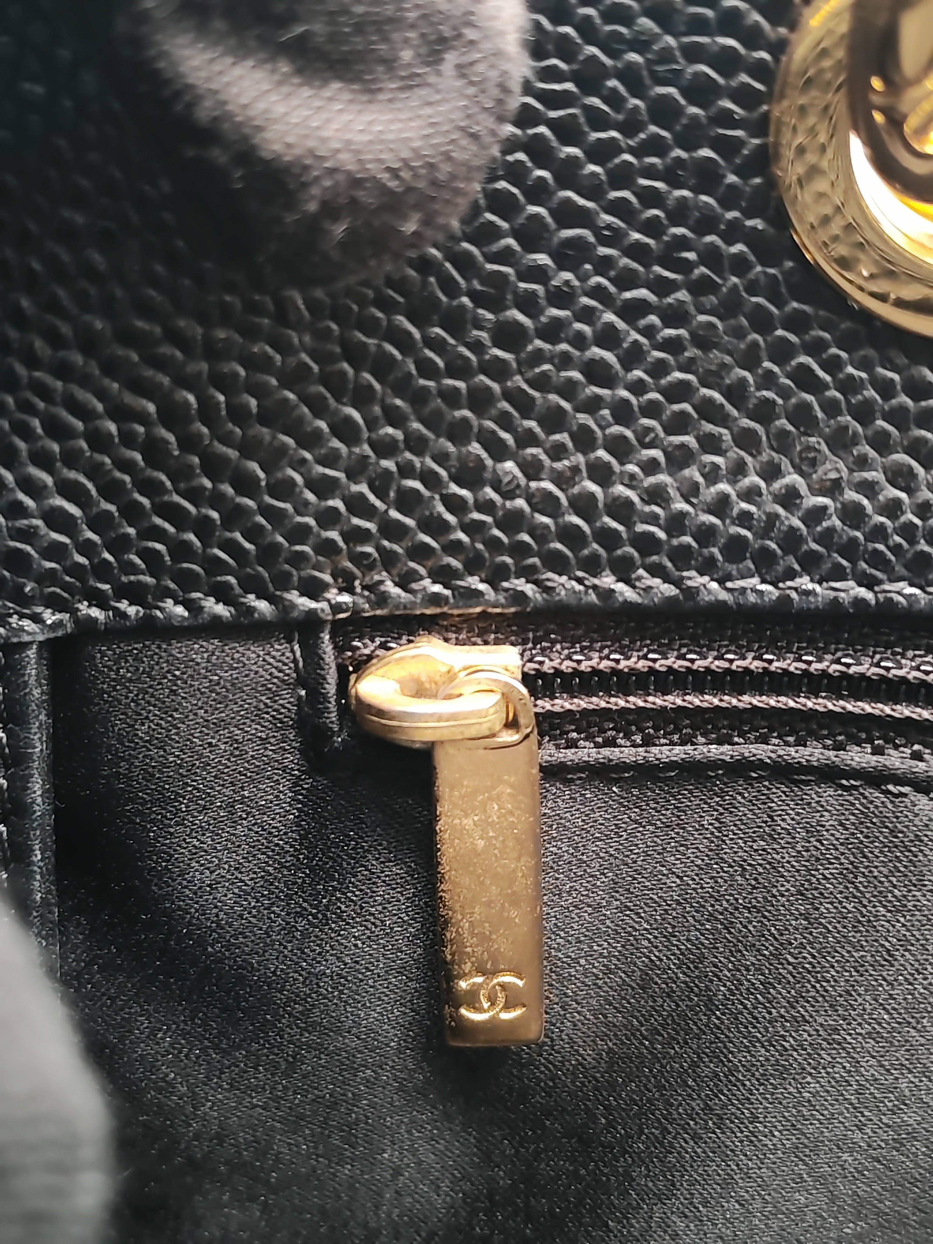 Chanel Grand Shopping Tote (GST) in Black Quilted Caviar Leather and Gold Hardware Series 15