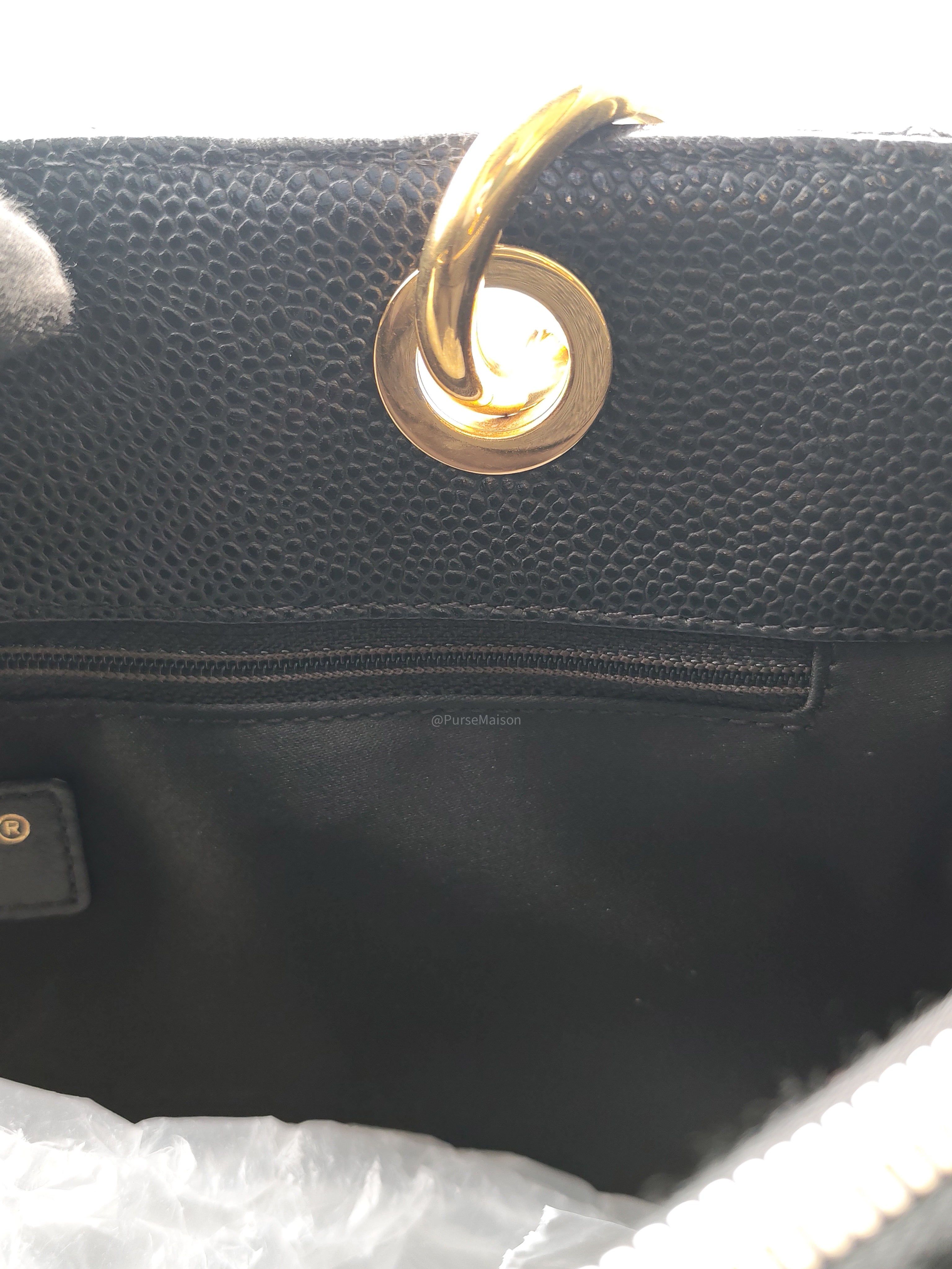 Chanel Grand Shopping Tote (GST) in Black Quilted Caviar Leather and Gold Hardware Series 15