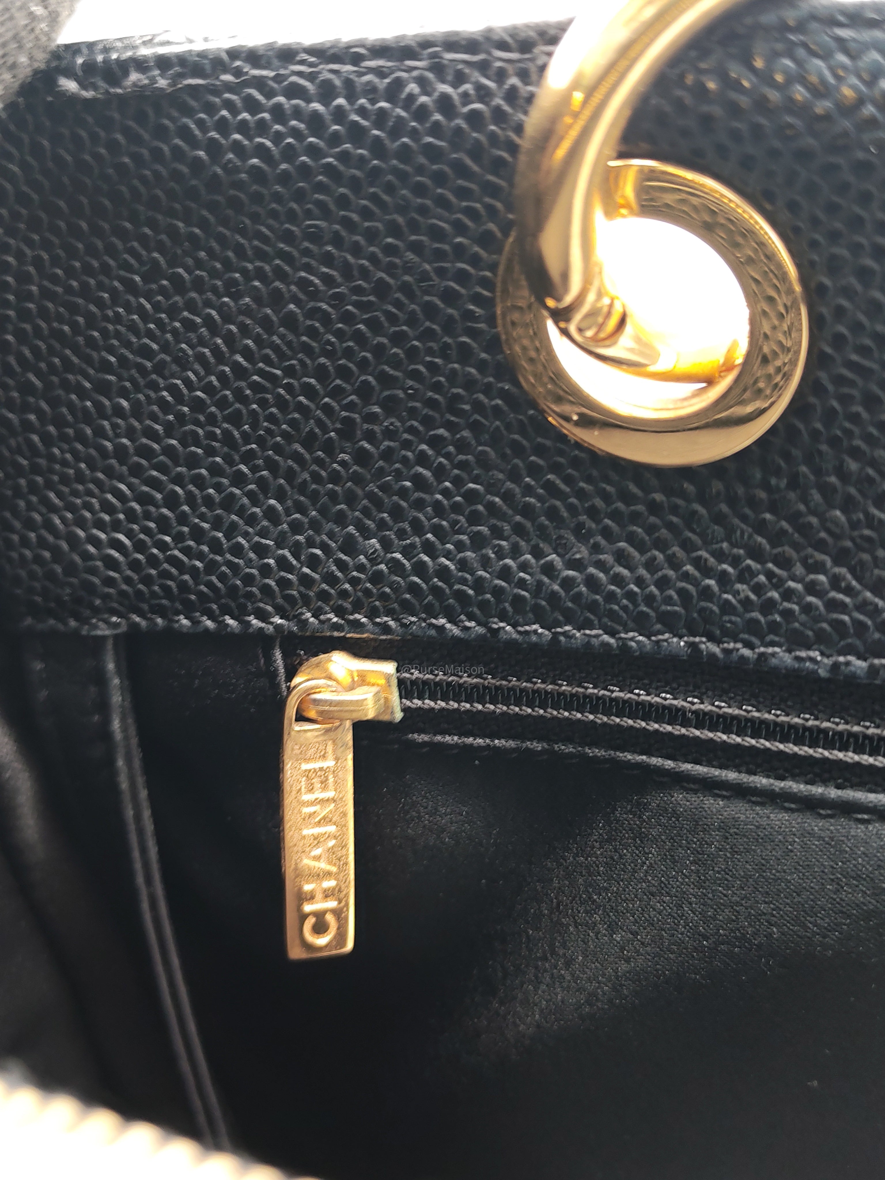 Chanel Grand Shopping Tote (GST) in Black Quilted Caviar Leather and Gold Hardware Series 15