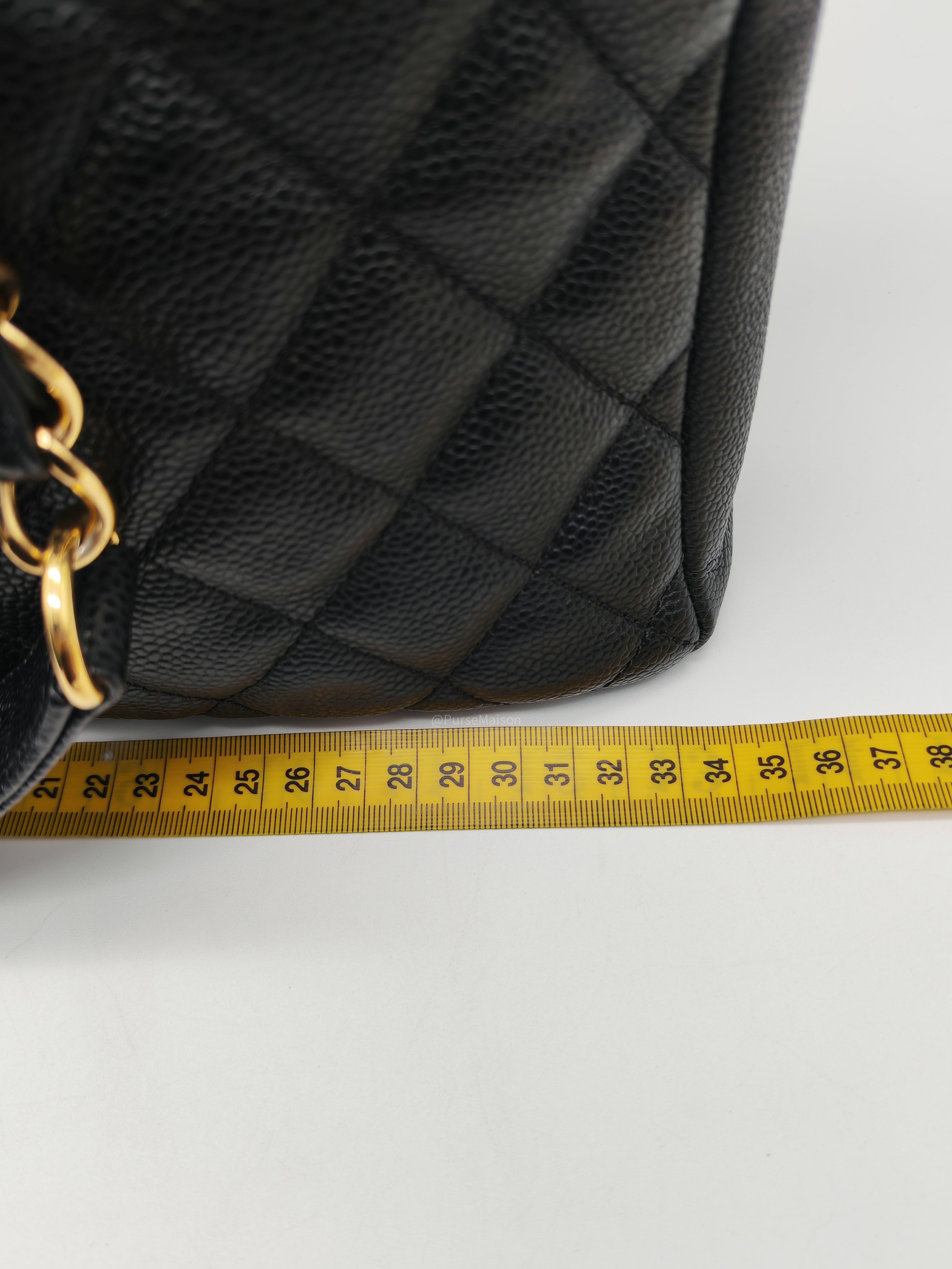 Chanel Grand Shopping Tote (GST) in Black Quilted Caviar Leather and Gold Hardware Series 15