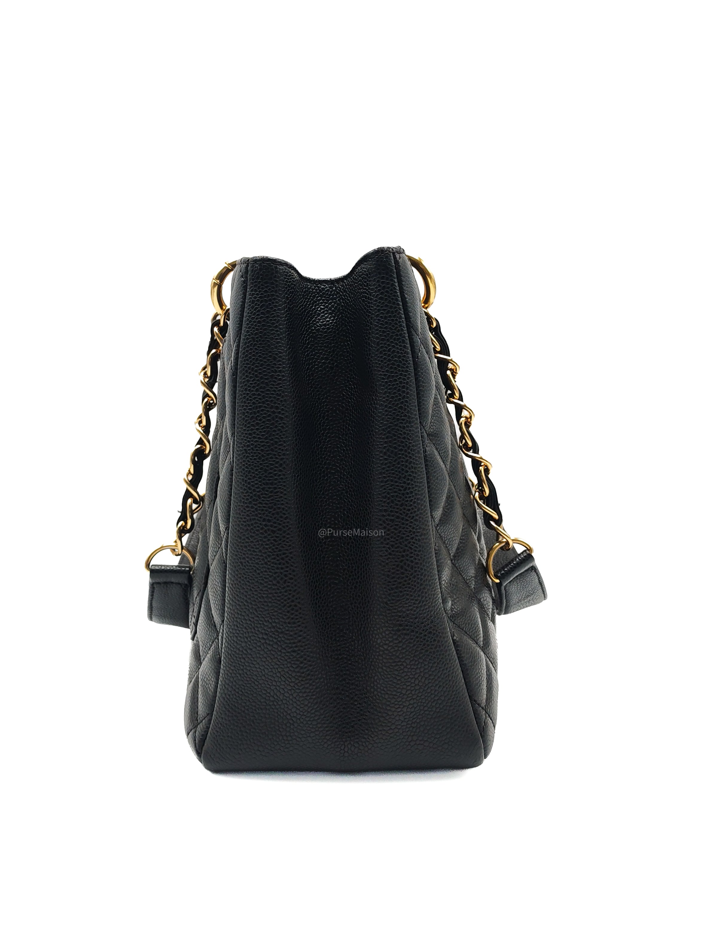 Chanel Grand Shopping Tote (GST) in Black Quilted Caviar Leather and Gold Hardware Series 15