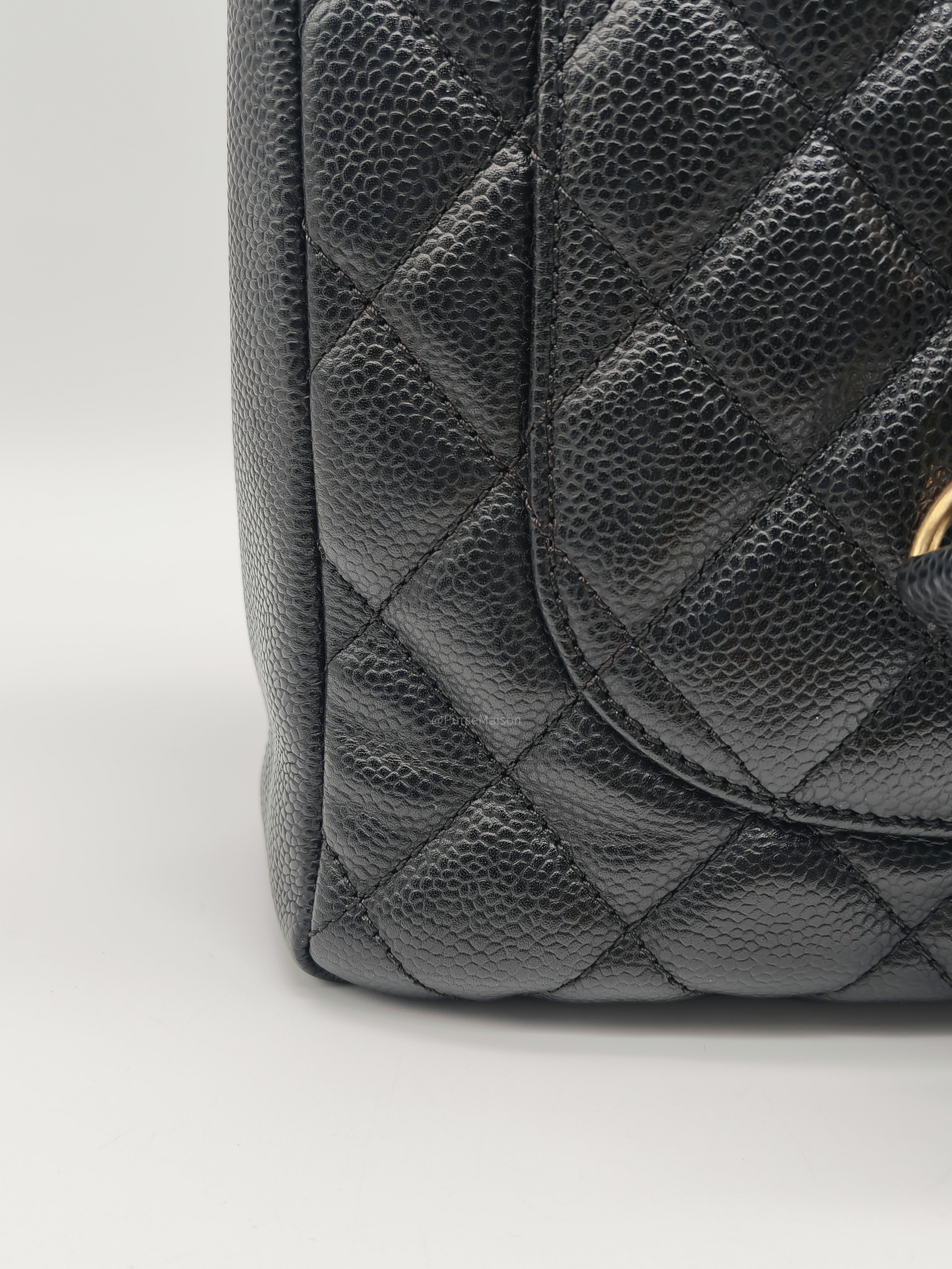 Chanel Grand Shopping Tote (GST) in Black Quilted Caviar Leather and Gold Hardware Series 15