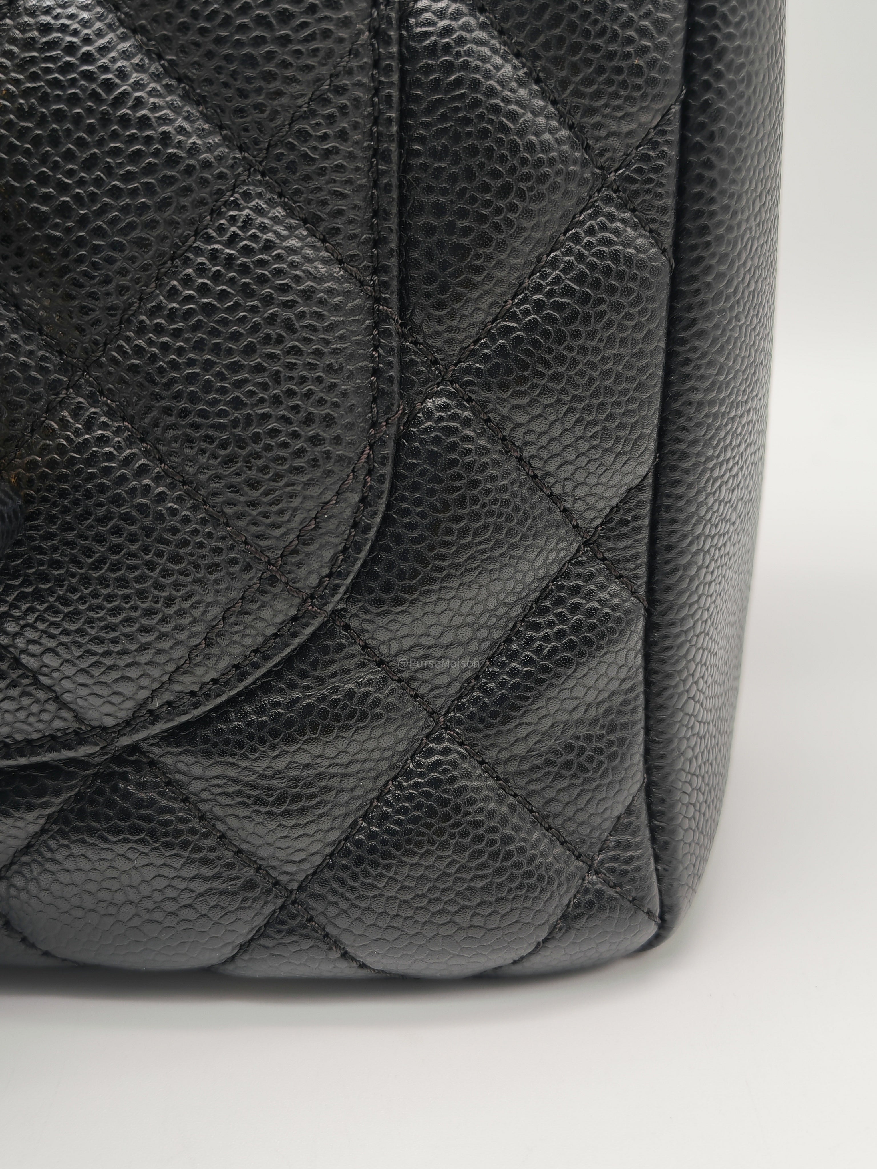 Chanel Grand Shopping Tote (GST) in Black Quilted Caviar Leather and Gold Hardware Series 15
