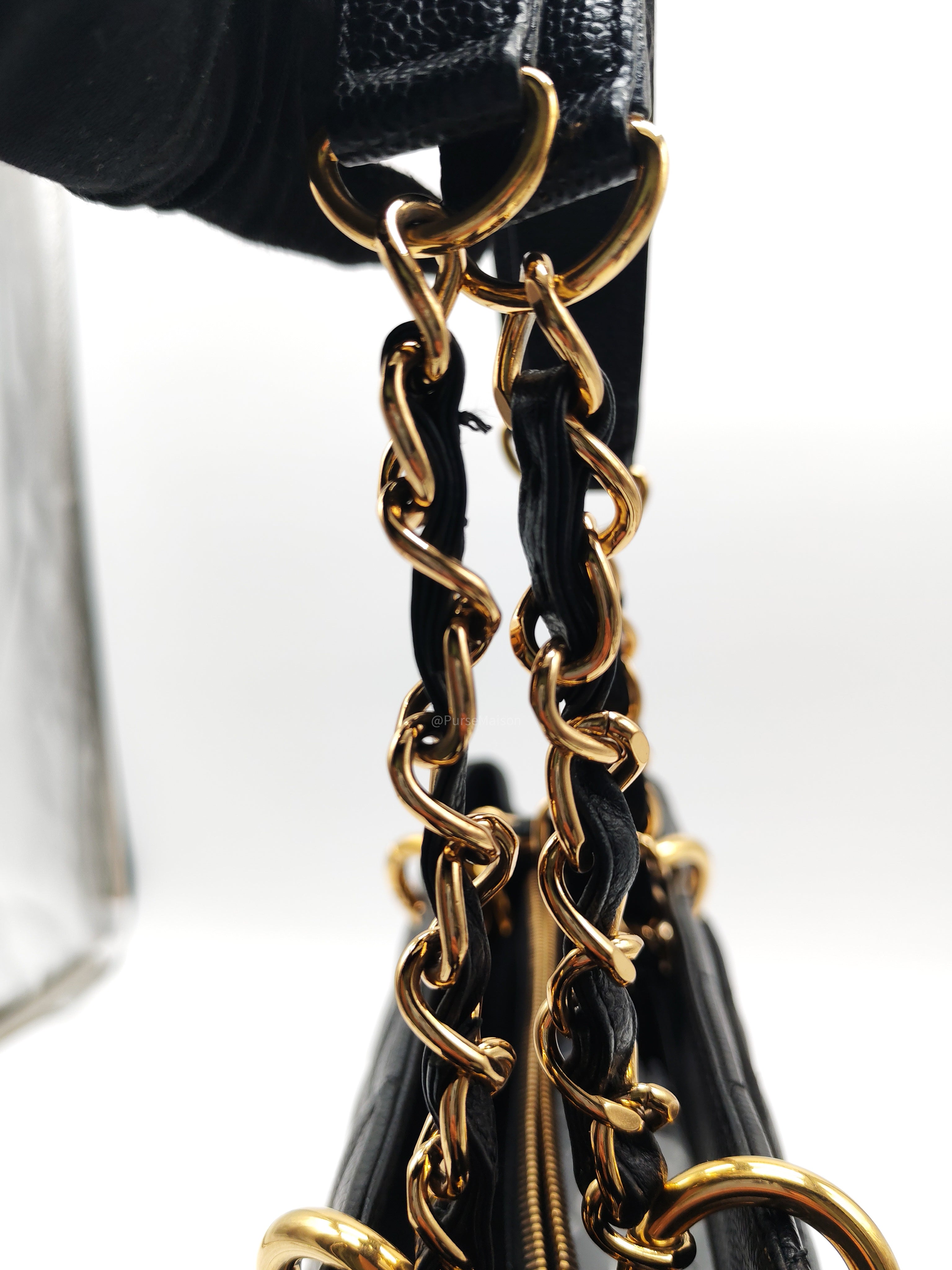 Chanel Grand Shopping Tote (GST) in Black Quilted Caviar Leather and Gold Hardware Series 15