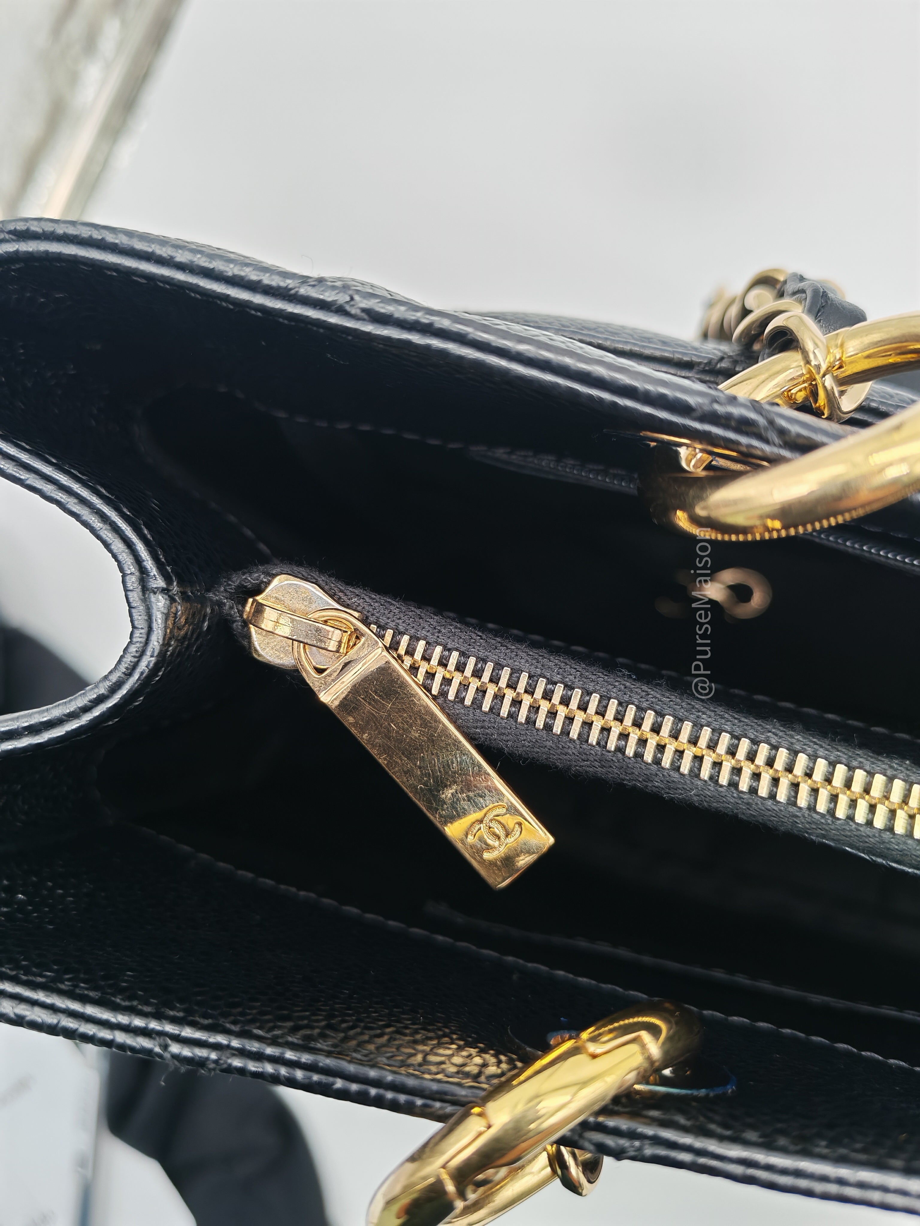 Chanel Grand Shopping Tote (GST) in Black Caviar Leather and Gold Hardware Series 18