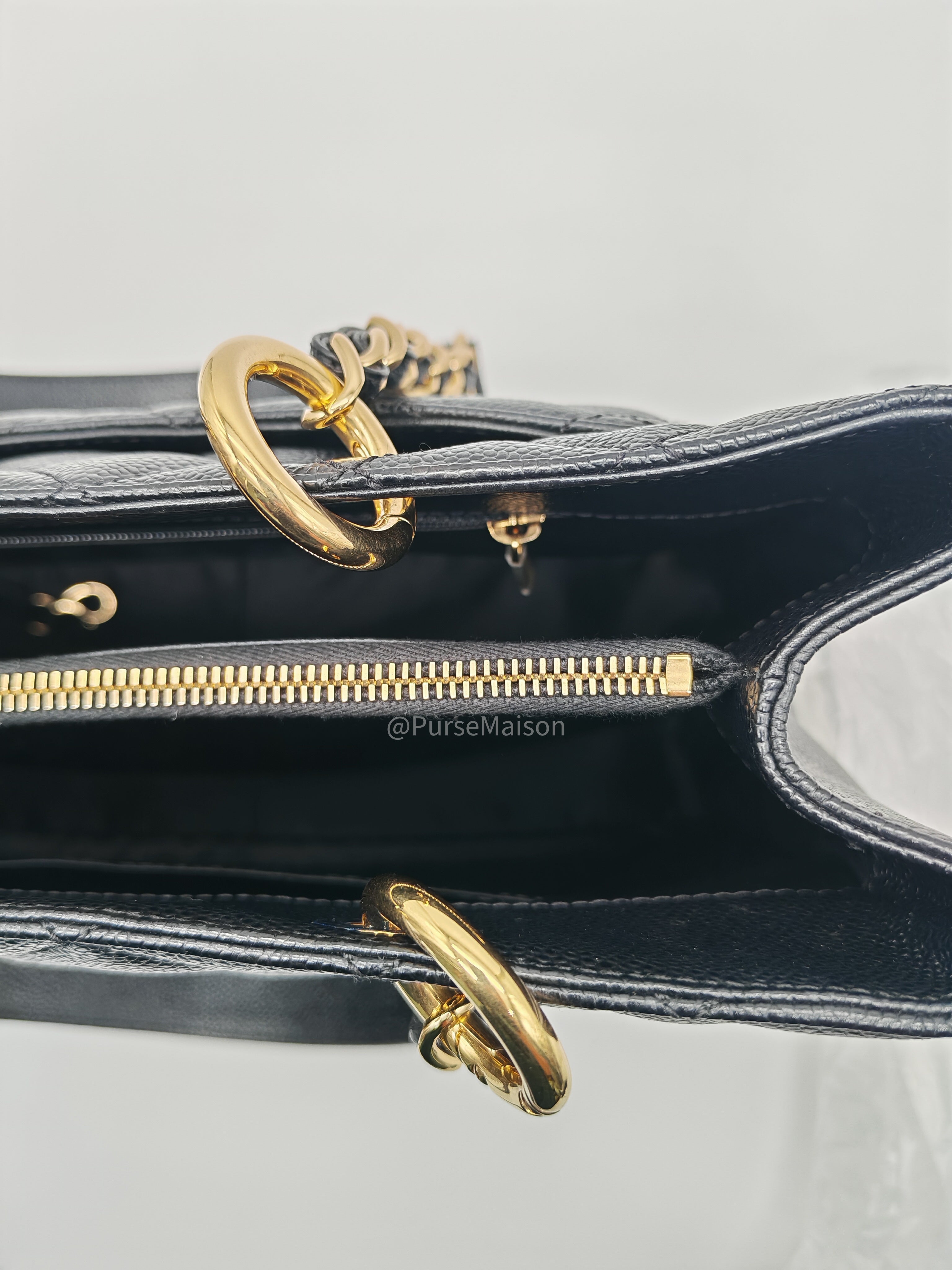 Chanel Grand Shopping Tote (GST) in Black Caviar Leather and Gold Hardware Series 18