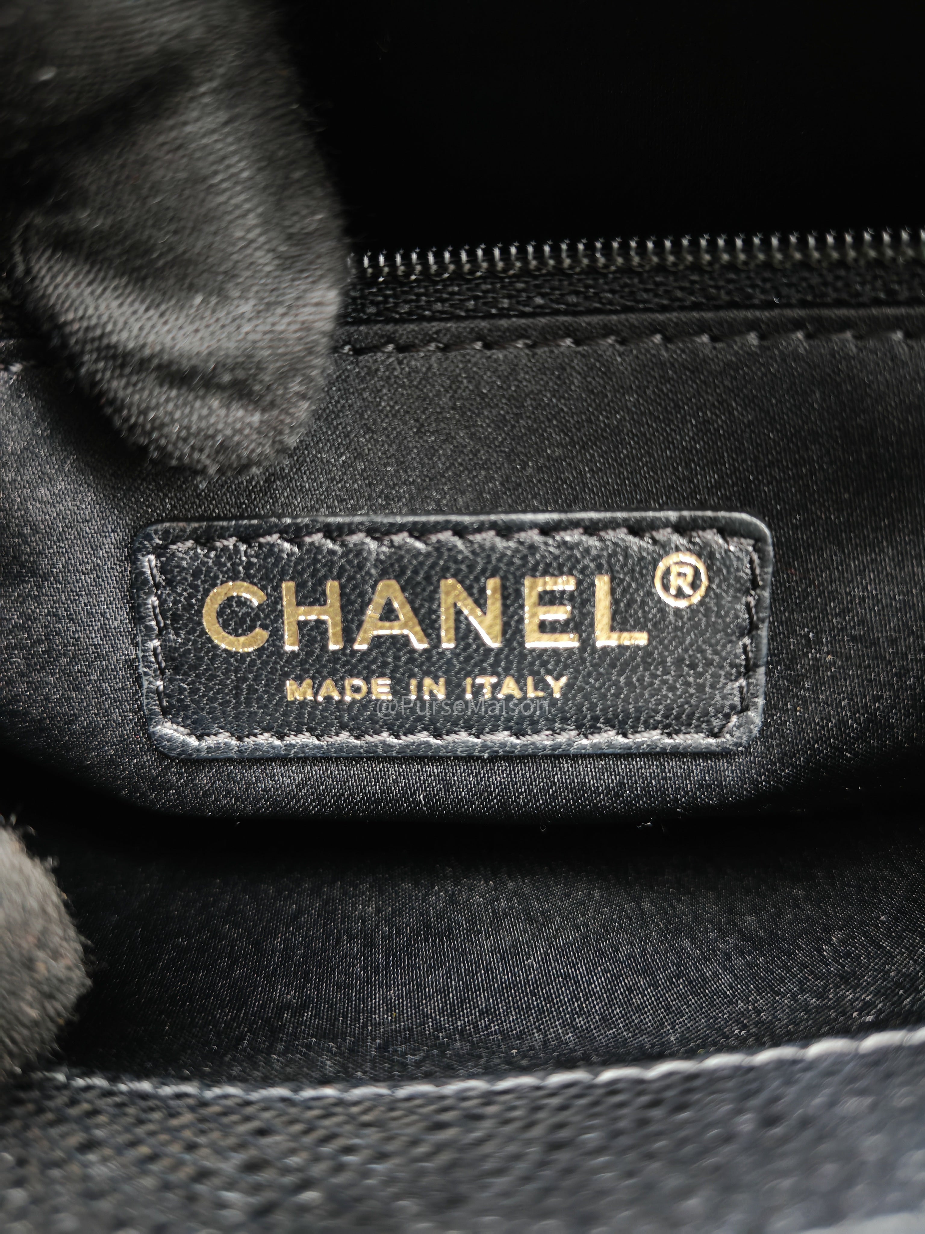 Chanel Grand Shopping Tote (GST) in Black Caviar Leather and Gold Hardware Series 18