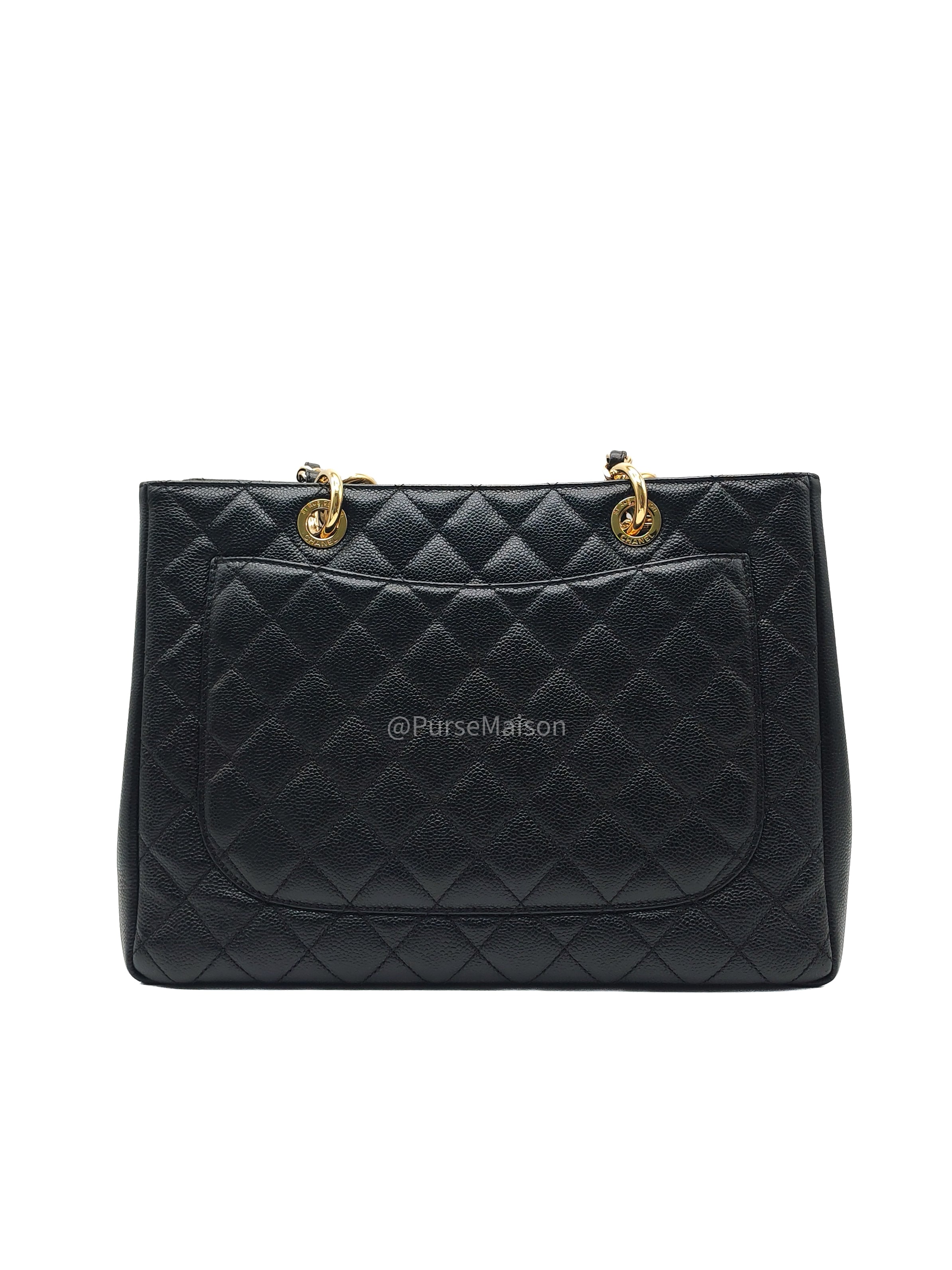 Chanel Grand Shopping Tote (GST) in Black Caviar Leather and Gold Hardware Series 18