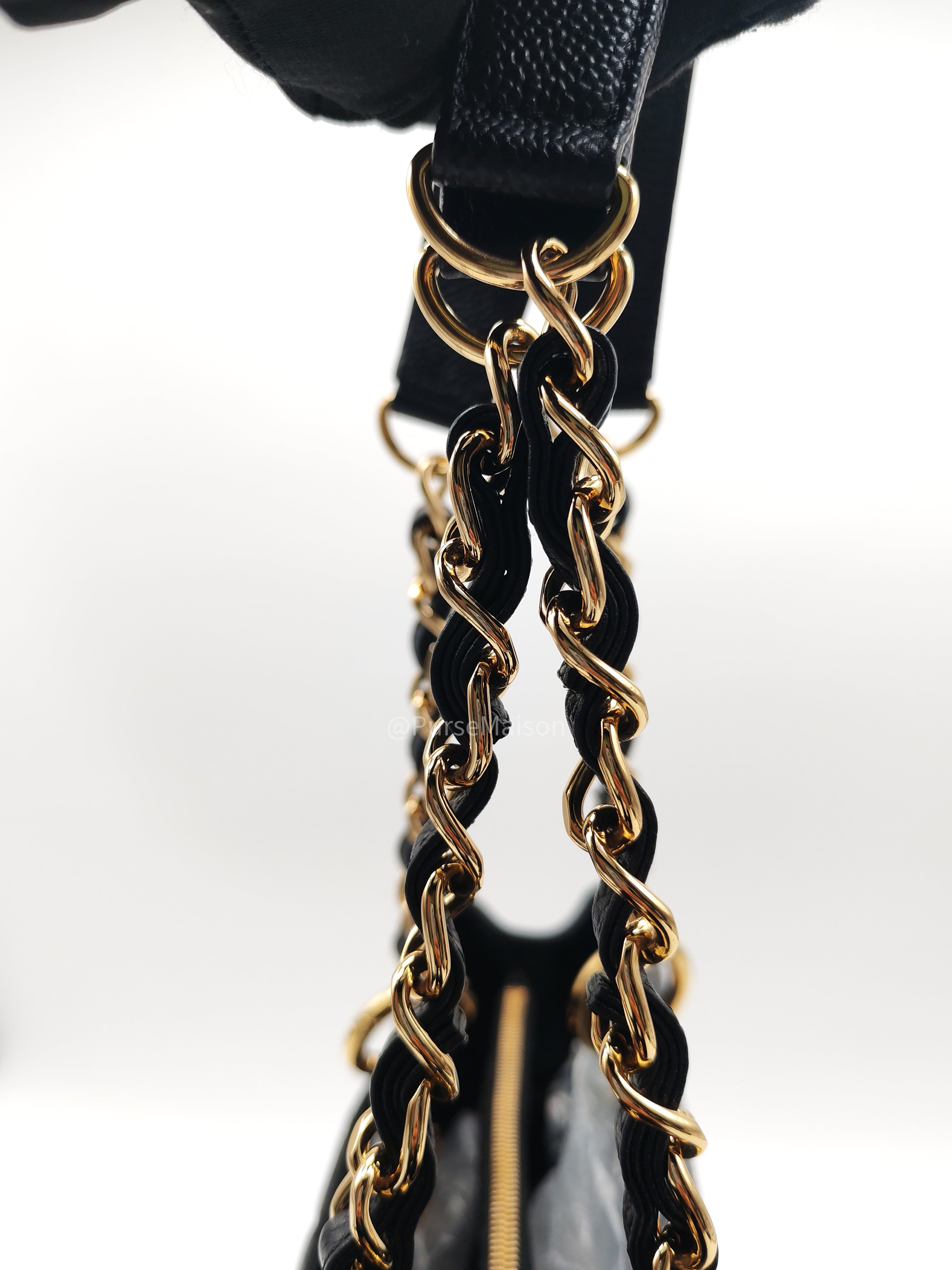 Chanel Grand Shopping Tote (GST) in Black Caviar Leather and Gold Hardware Series 18