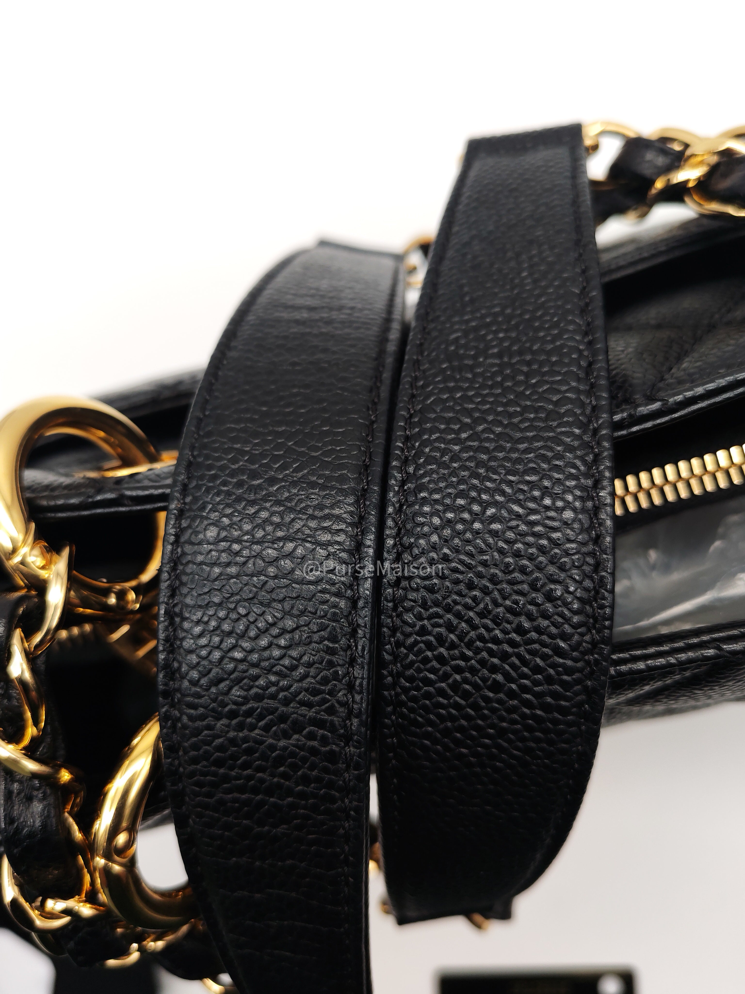 Chanel Grand Shopping Tote (GST) in Black Caviar Leather and Gold Hardware Series 18
