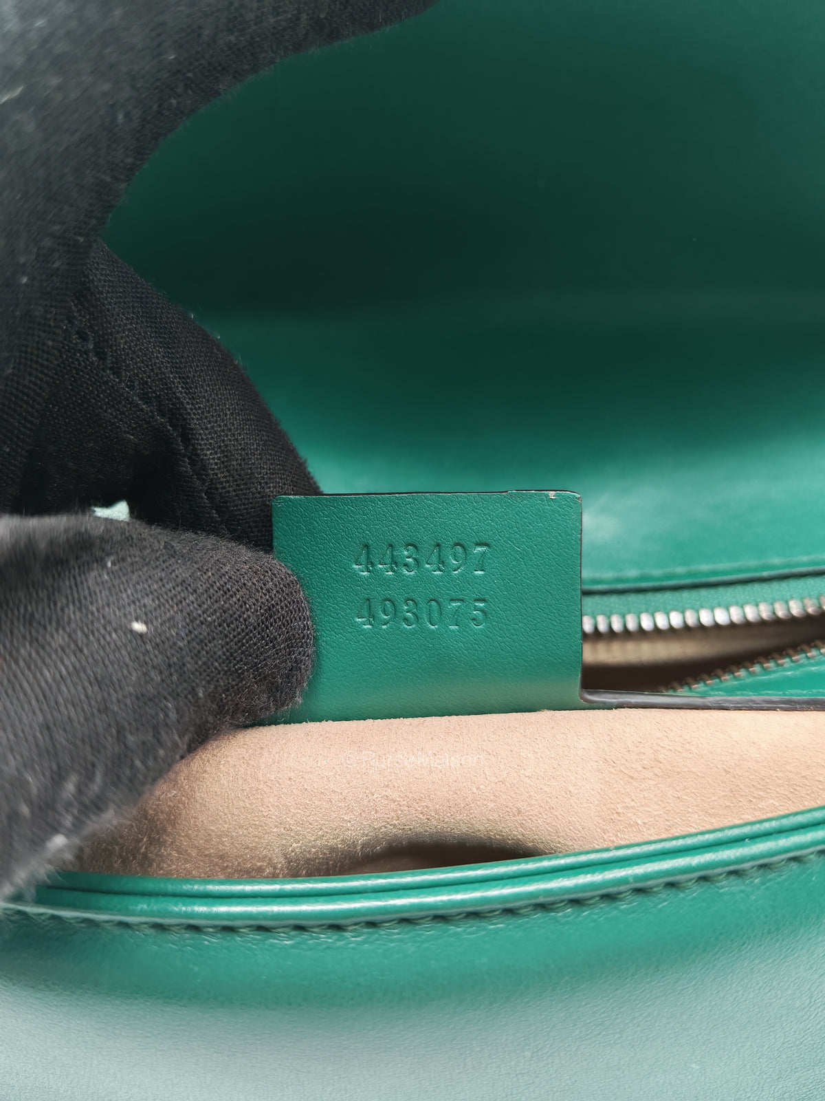 Gucci GG Marmont Shoulder Bag Small in Green Chevron Matelasse Calfskin Leather and Gold Hardware