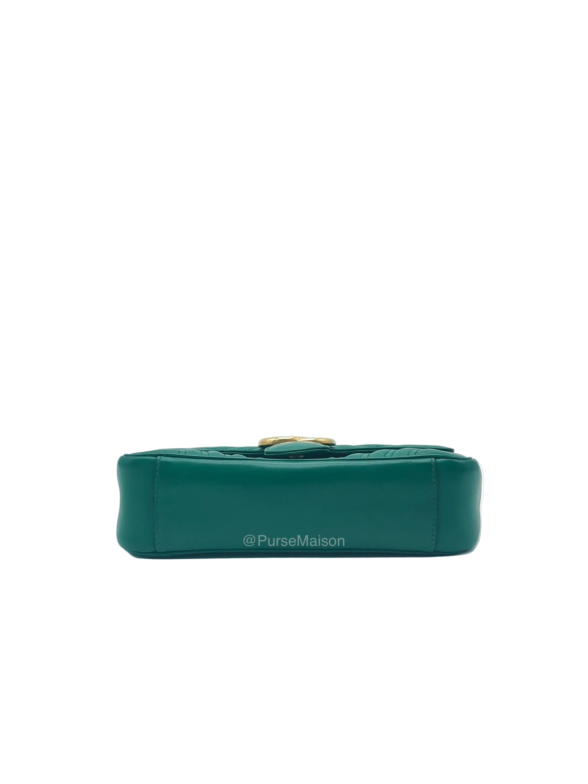 Gucci GG Marmont Shoulder Bag Small in Green Chevron Matelasse Calfskin Leather and Gold Hardware