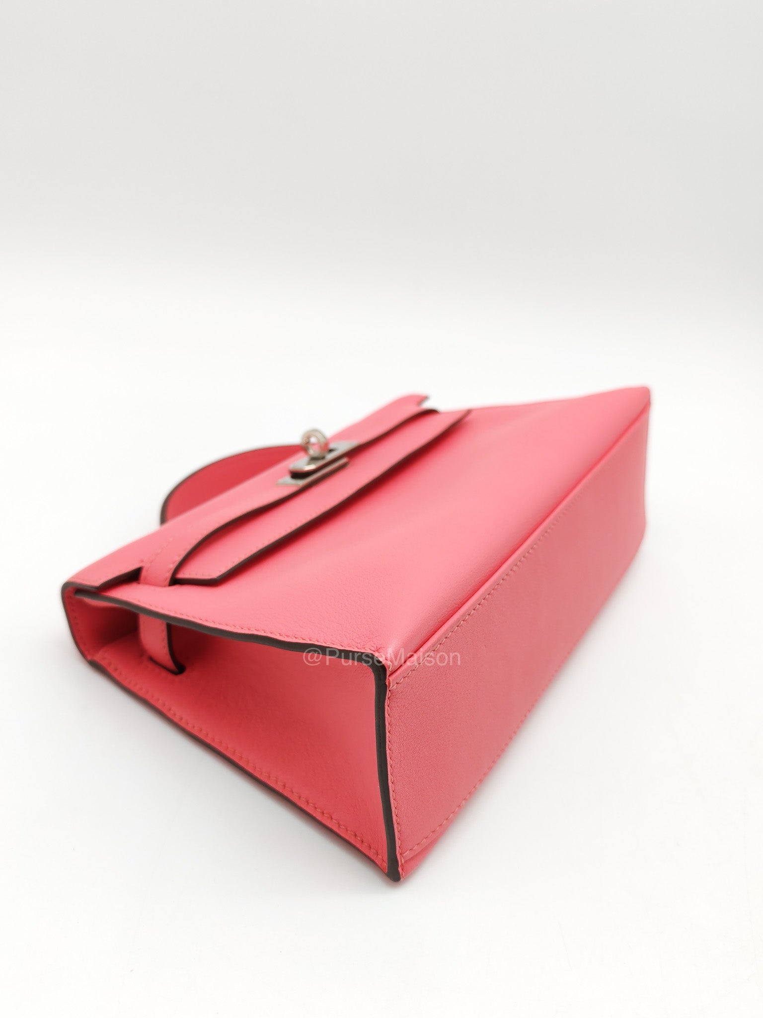 Hermes Kelly Pochette Rose Azalee in Swift Leather and Palladium Hardware Stamp A (2017)