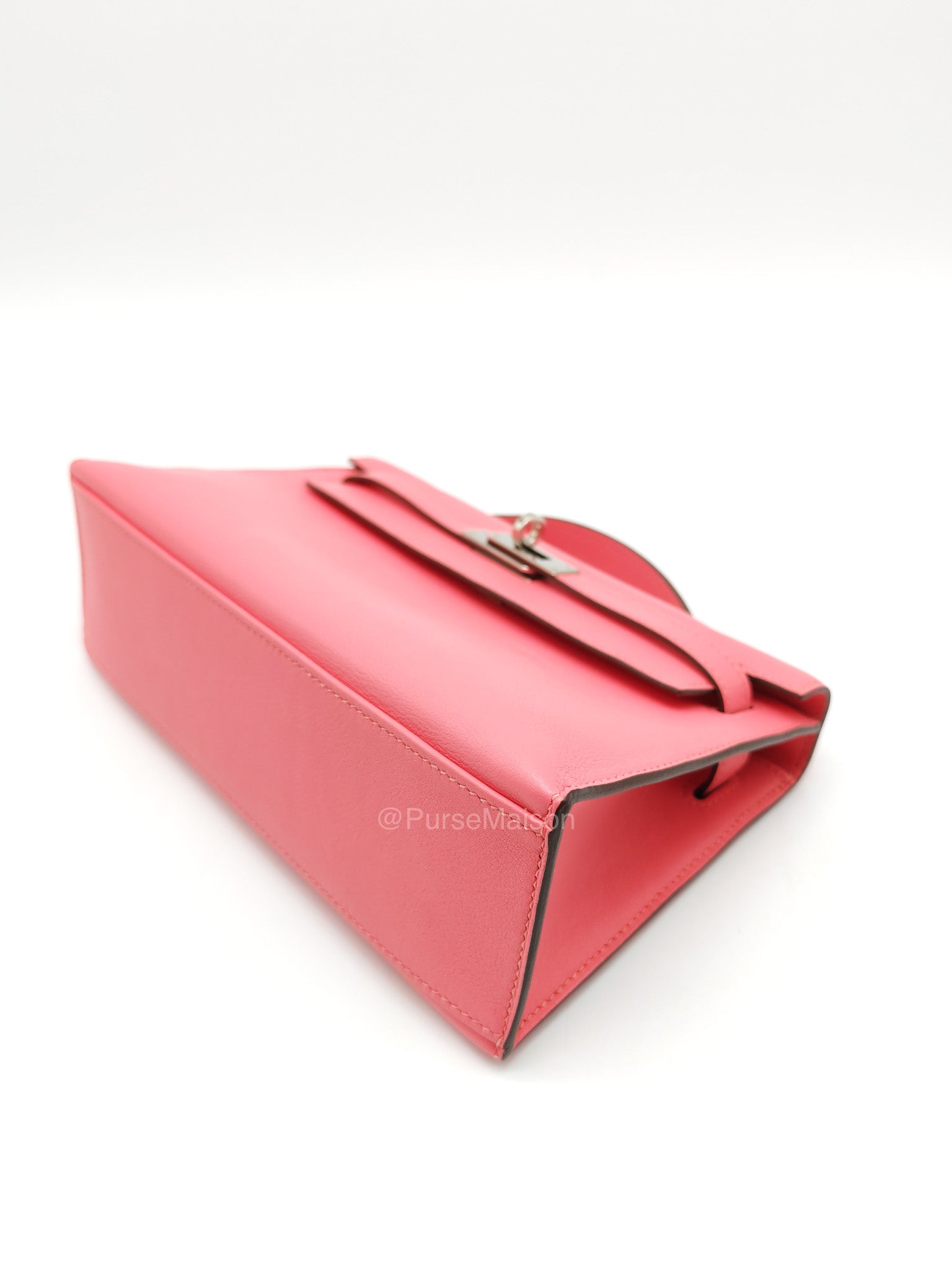 Hermes Kelly Pochette Rose Azalee in Swift Leather and Palladium Hardware Stamp A (2017)