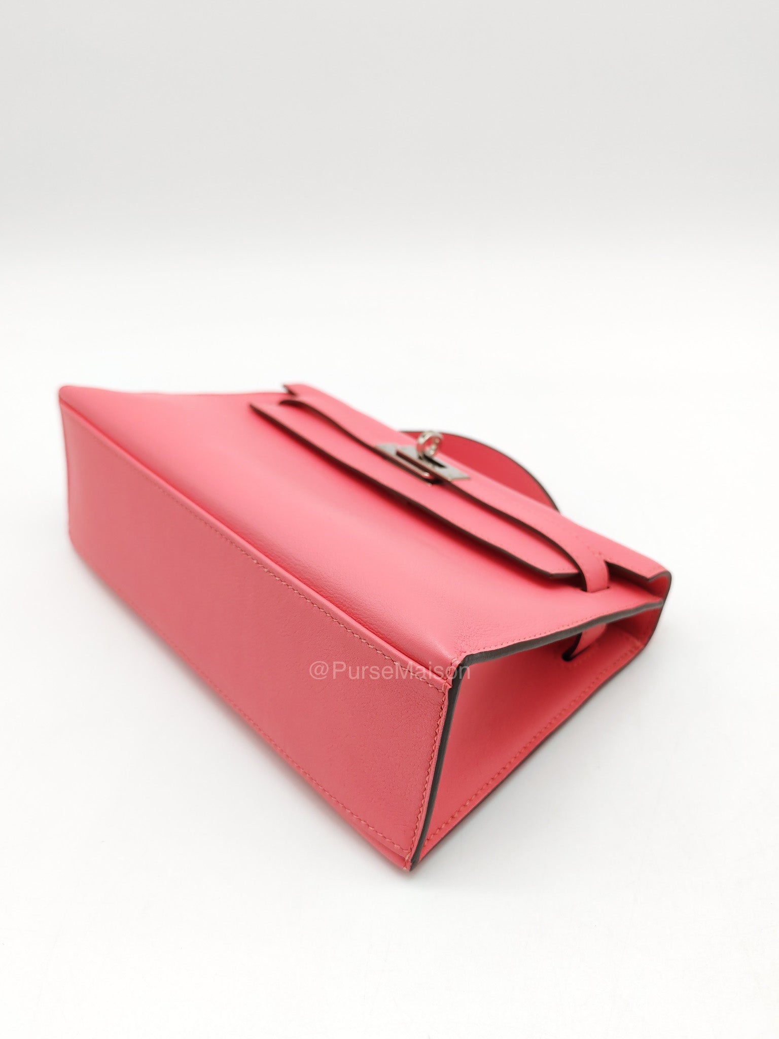 Hermes Kelly Pochette Rose Azalee in Swift Leather and Palladium Hardware Stamp A (2017)