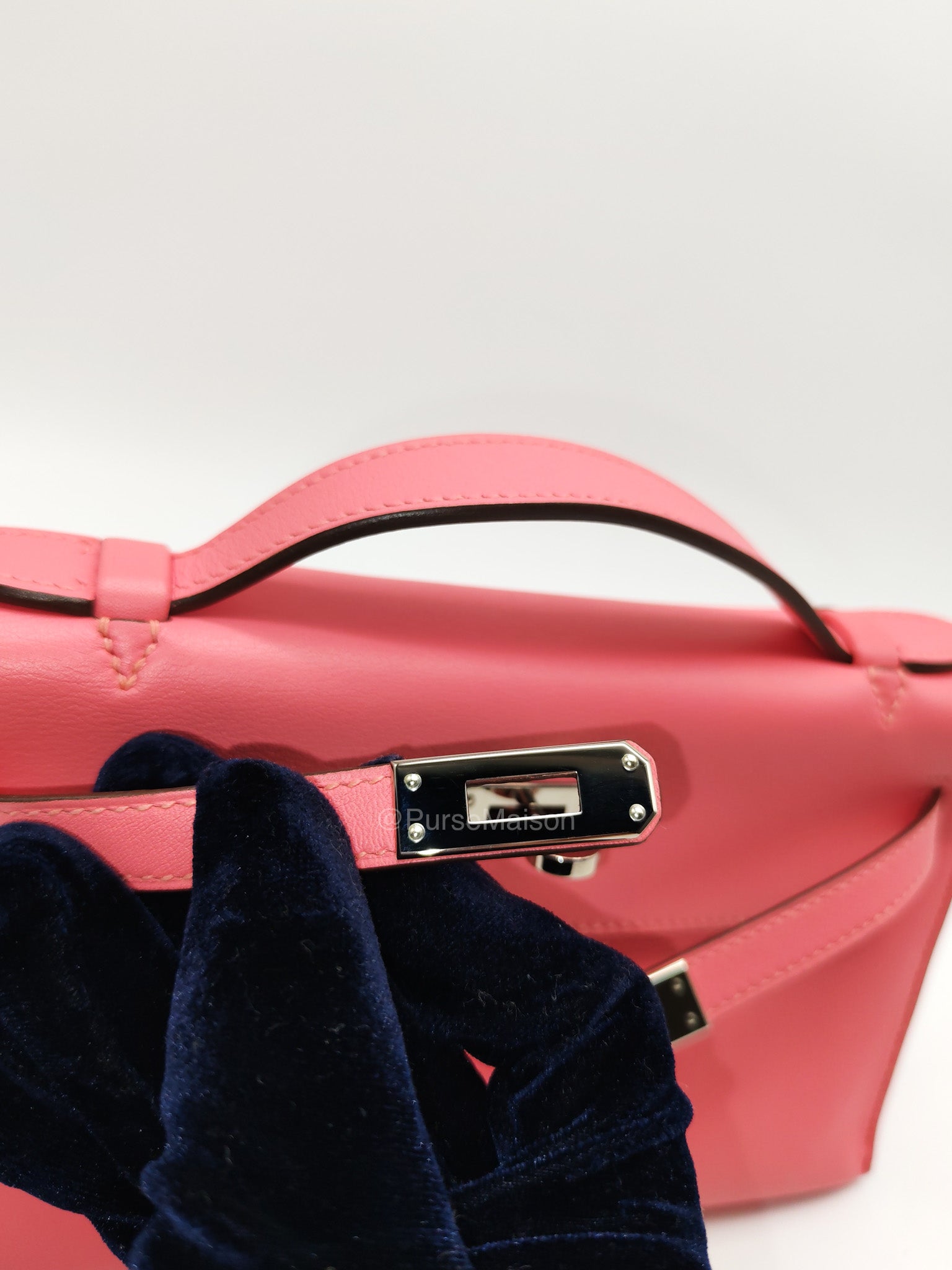 Hermes Kelly Pochette Rose Azalee in Swift Leather and Palladium Hardware Stamp A (2017)