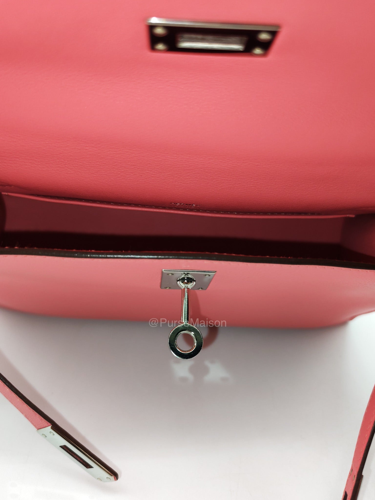 Hermes Kelly Pochette Rose Azalee in Swift Leather and Palladium Hardware Stamp A (2017)