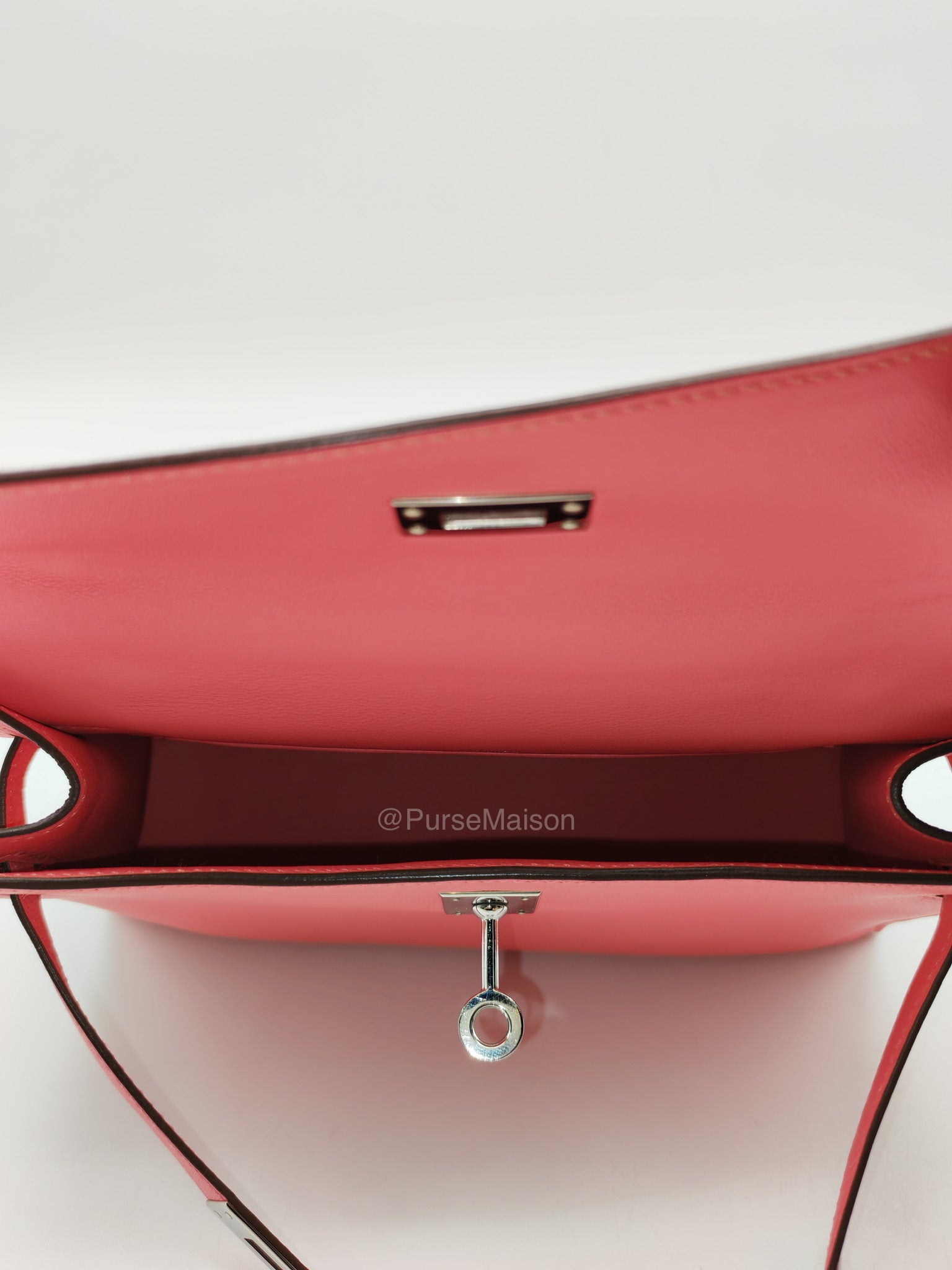 Hermes Kelly Pochette Rose Azalee in Swift Leather and Palladium Hardware Stamp A (2017)