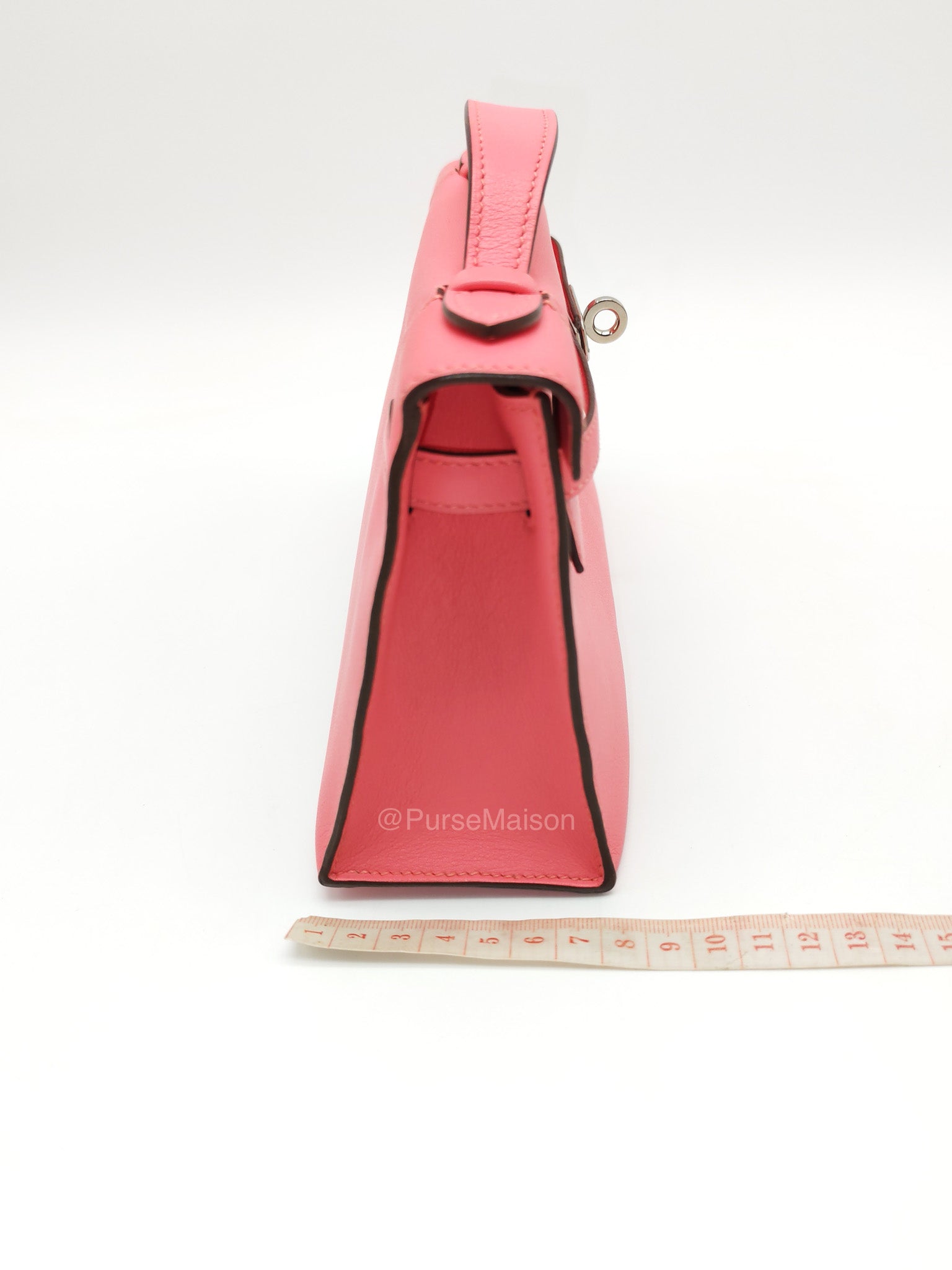 Hermes Kelly Pochette Rose Azalee in Swift Leather and Palladium Hardware Stamp A (2017)