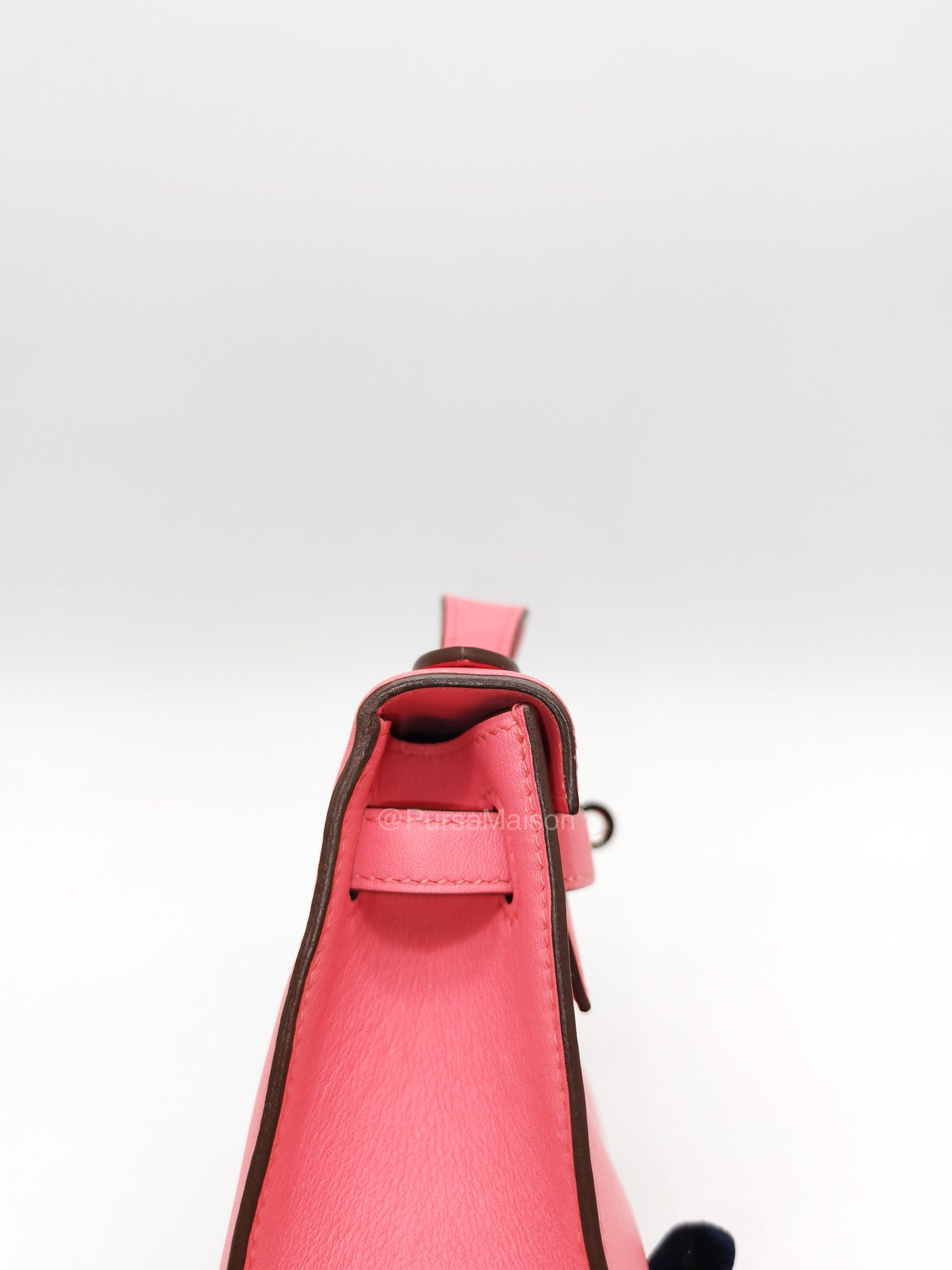 Hermes Kelly Pochette Rose Azalee in Swift Leather and Palladium Hardware Stamp A (2017)