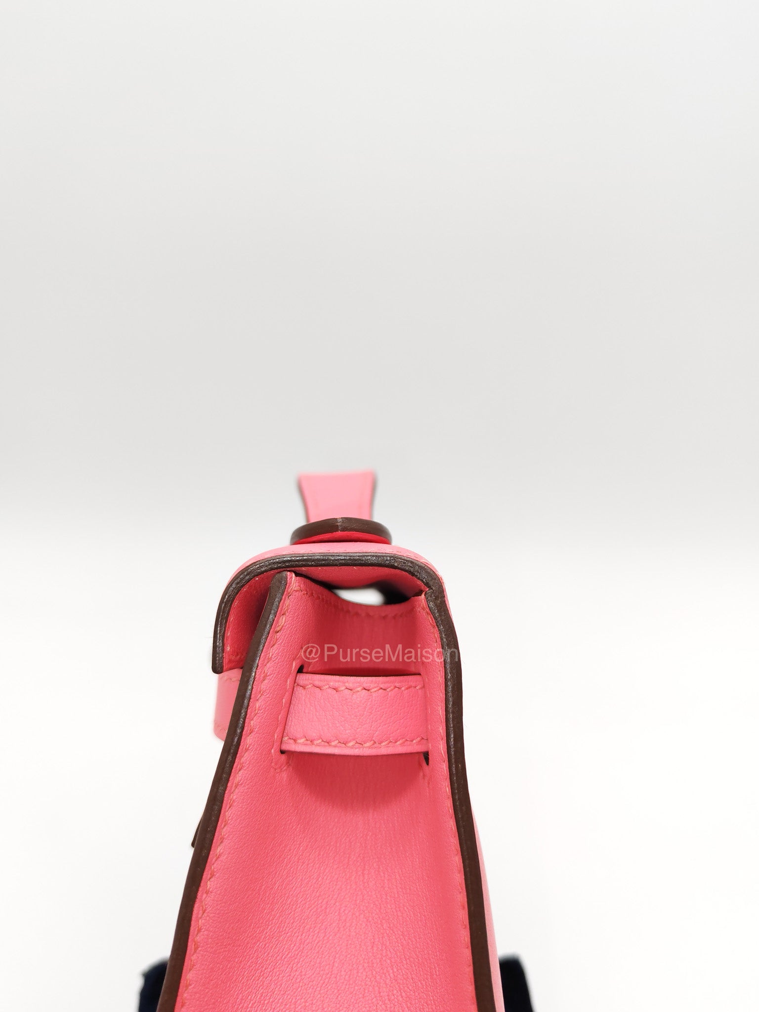 Hermes Kelly Pochette Rose Azalee in Swift Leather and Palladium Hardware Stamp A (2017)