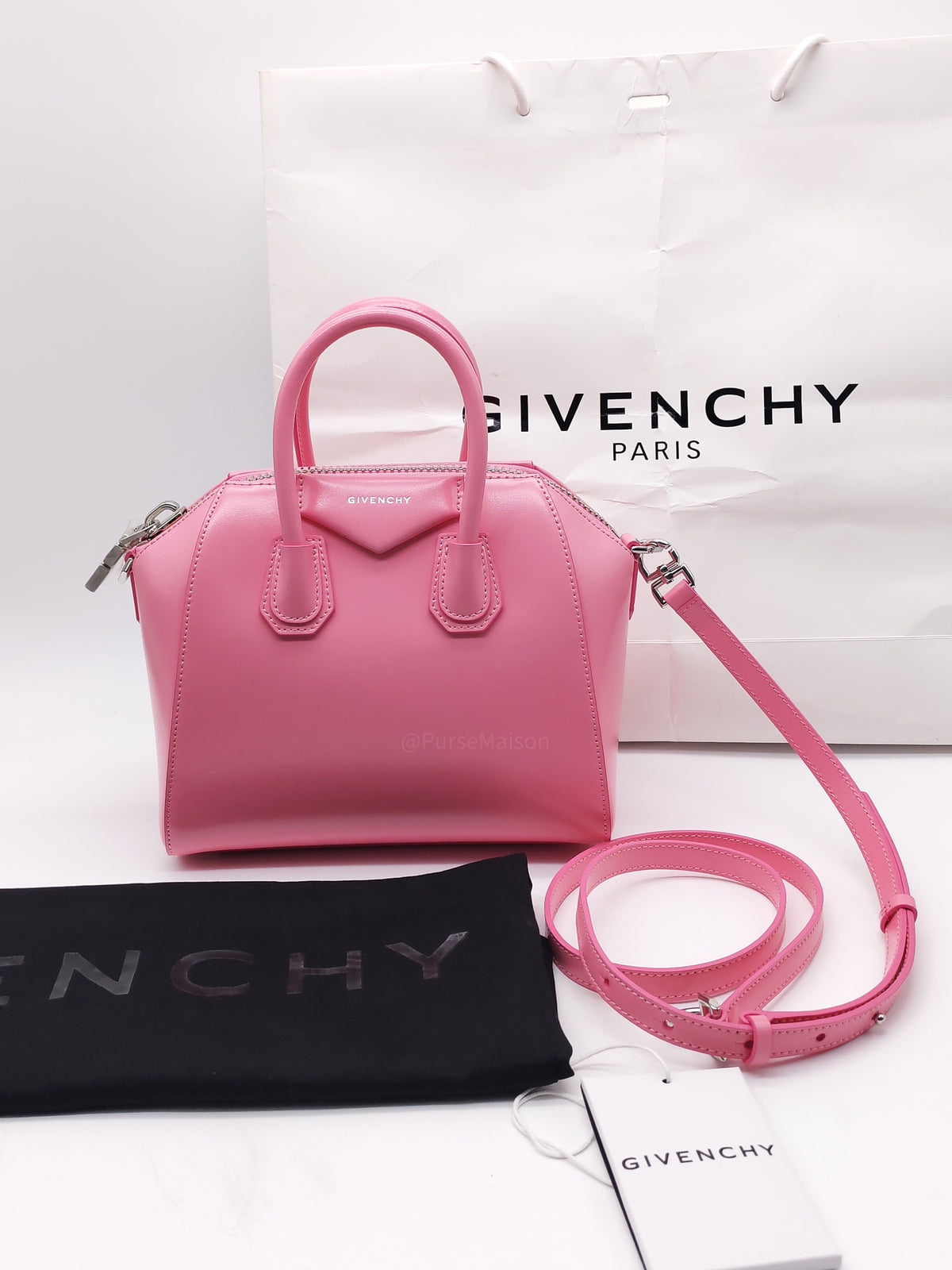 Givenchy Antigona Mini in Pink Calfskin Leather and Silver Hardware