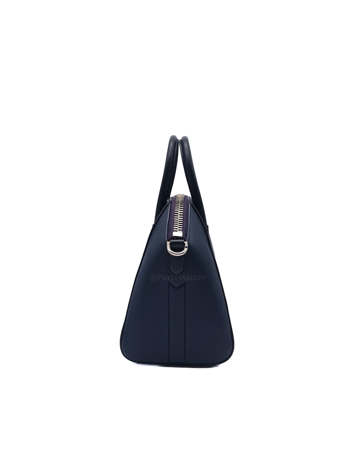 Givenchy Antigona Mini in Navy Blue Grained Calfskin Leather and Silver Hardware