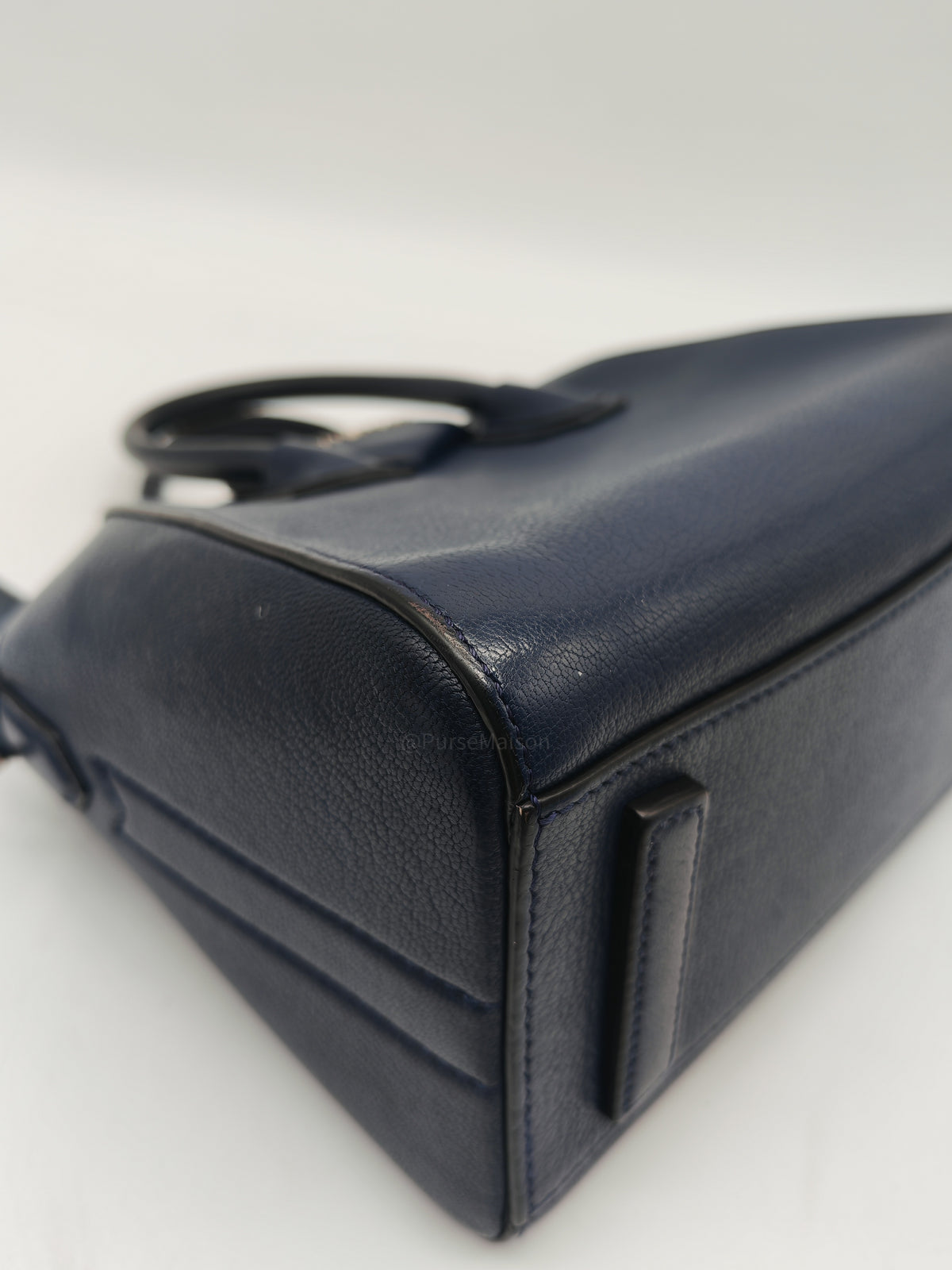 Givenchy Antigona Mini in Navy Blue Grained Calfskin Leather and Silver Hardware