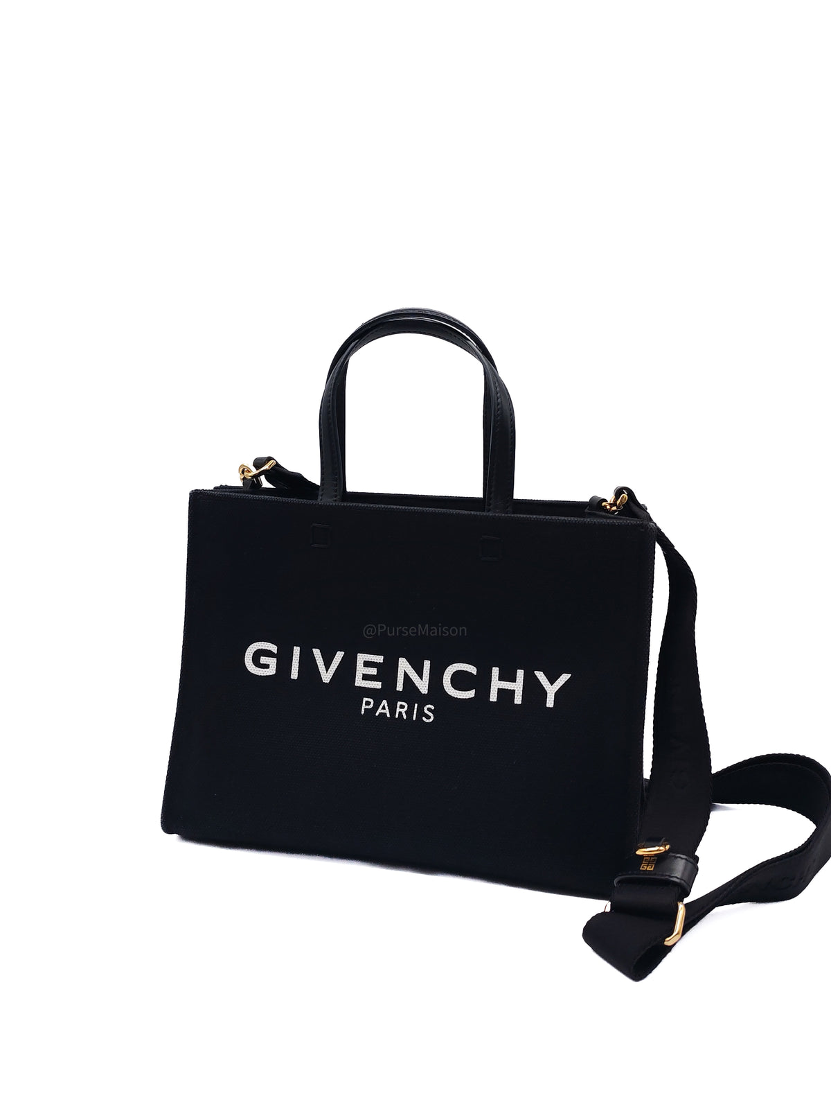 Givenchy Small G-Tote Bag Black Fiber Canvas Gold Hardware