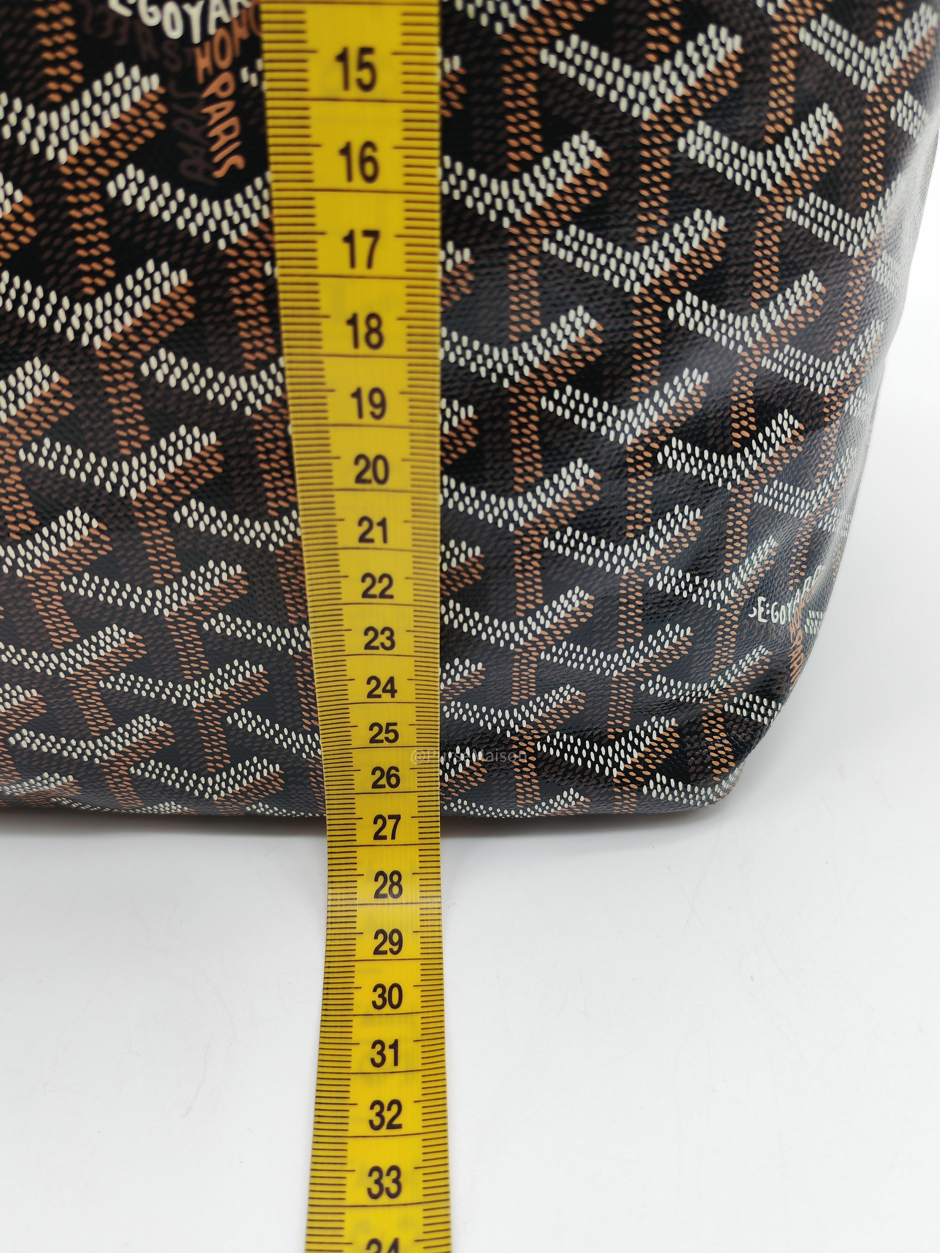Goyard Saint Louis PM Tote Bag in Noir et Naturel/Tan Goyardine Canvas with Croc Universel Clip Charm