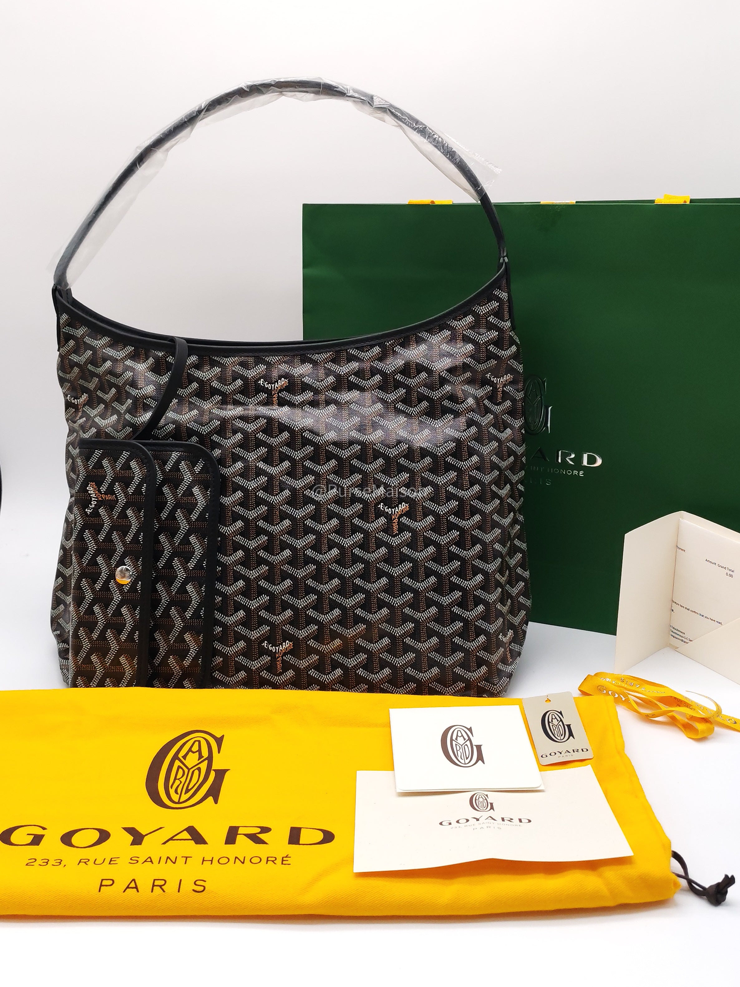 Goyard Boheme Hobo Bag PM in Black Goyardine Canvas